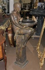 Bronze Art Deco Style Biba Girl Fountain Statue Figurine