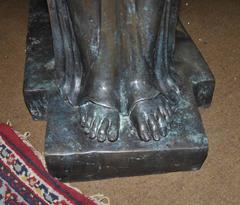 Large Art Deco Style Bronze Biba Figurine Jardinere Planter Statue