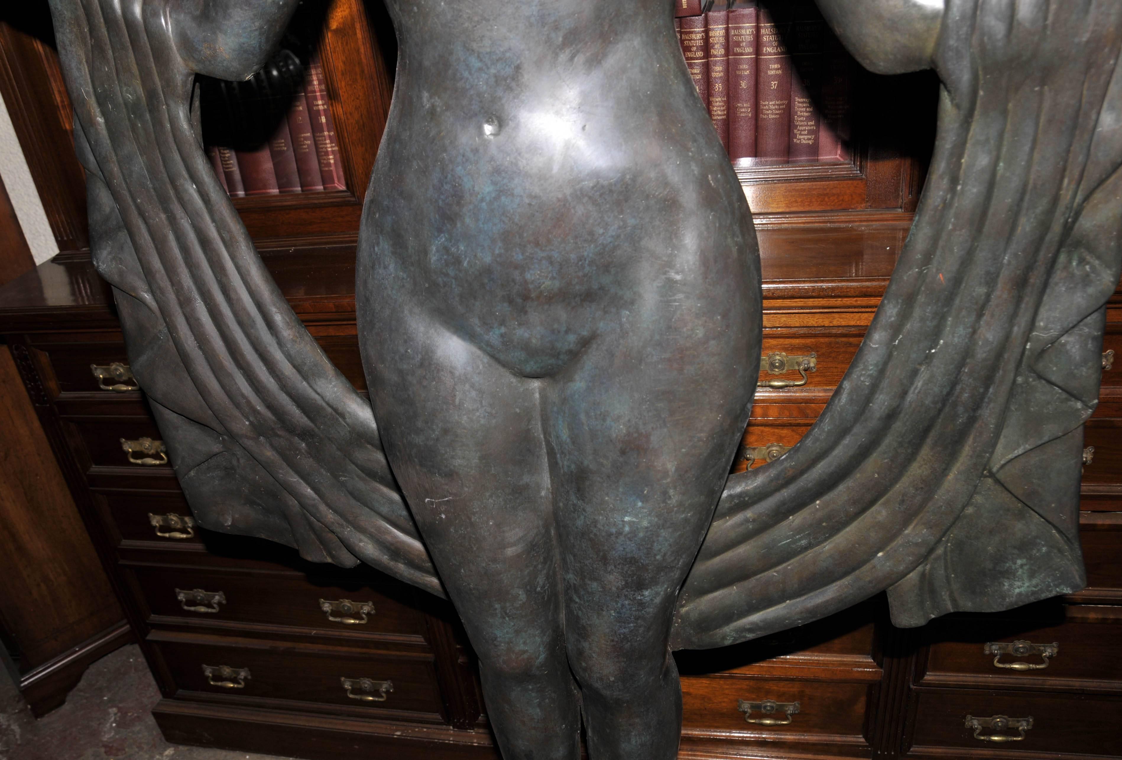 XL Art Deco Style Bronze Biba Girl Statue Odalisque Figurine For Sale 3