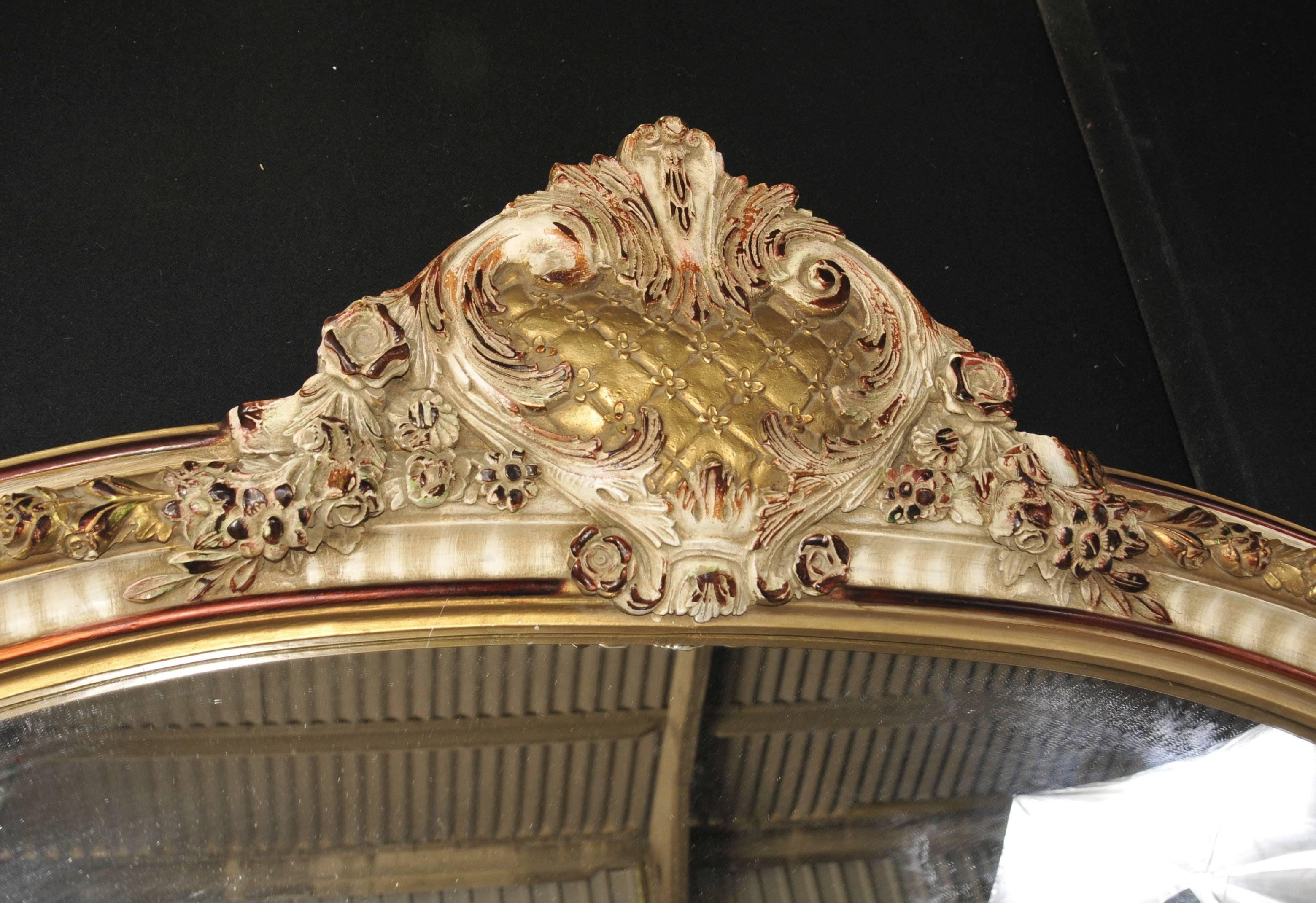 Contemporary Louis XVI Style Painted Console Table and Mirror Set Rococo Furniture For Sale