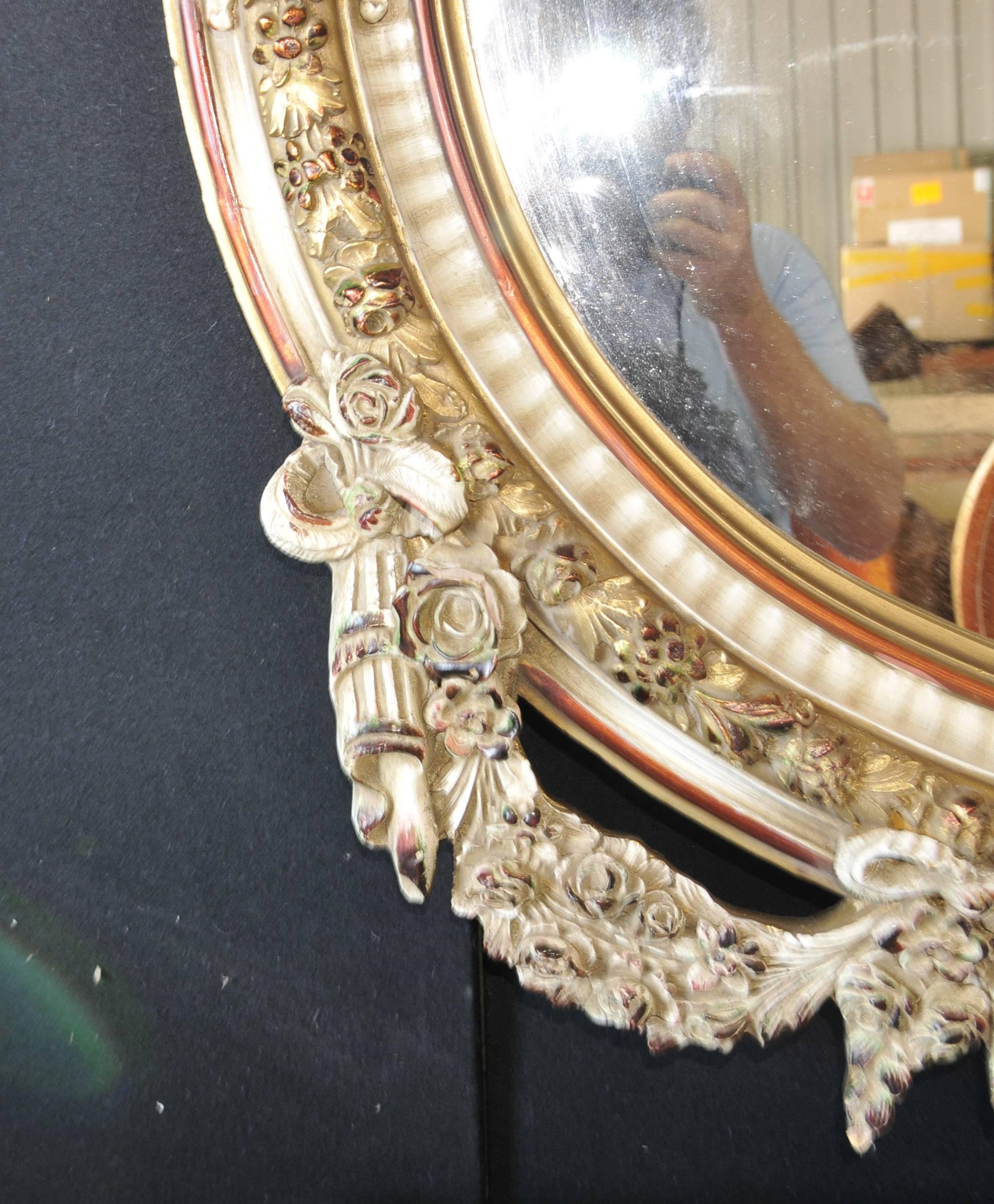 Louis XVI Style Painted Console Table and Mirror Set Rococo Furniture For Sale 3