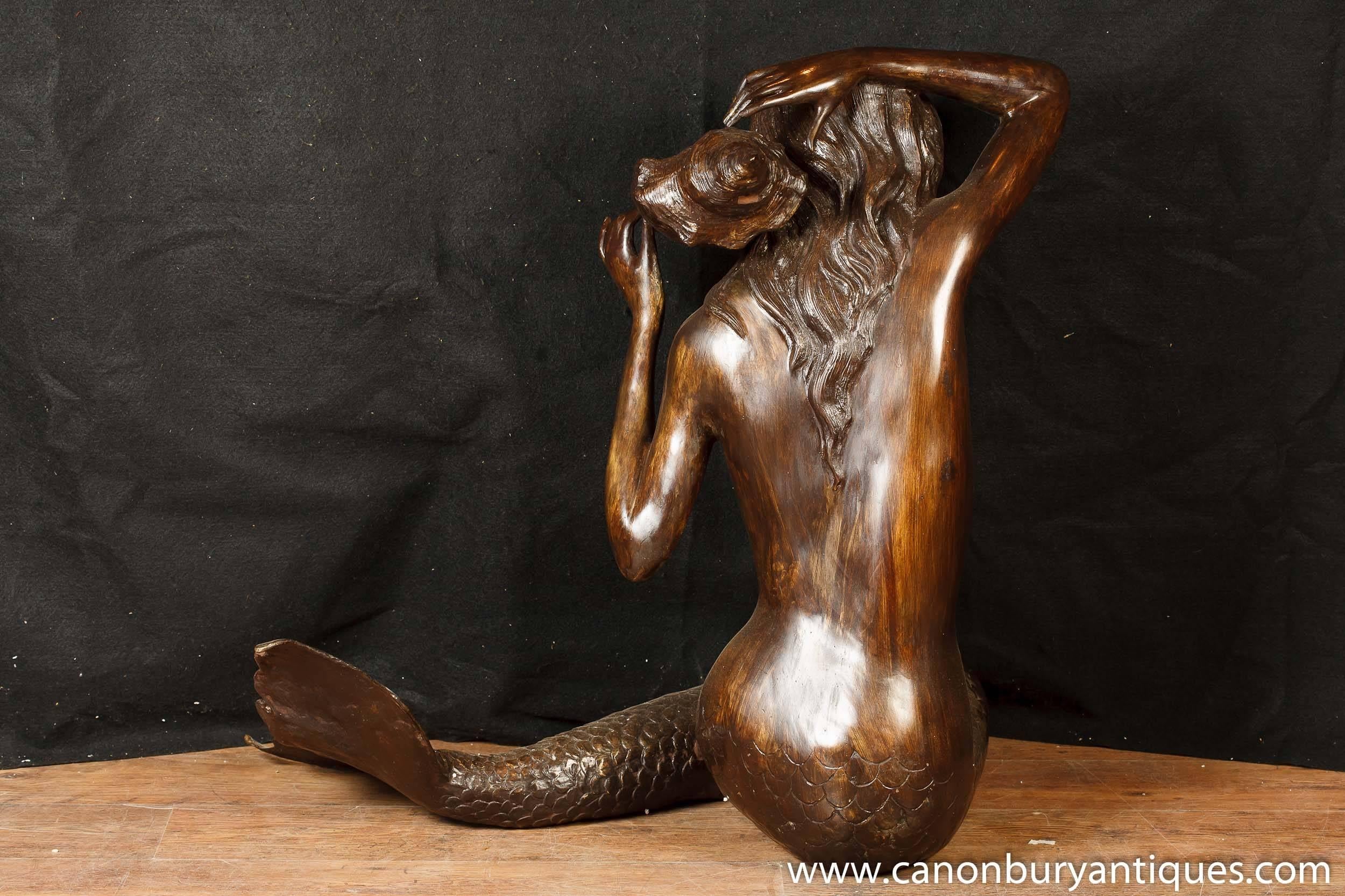 Contemporary Bronze Mermaid Fountain Garden Statue Siren Female Figurine For Sale