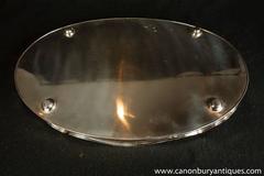 Victorian Style Silver Plate Butlers Tray Faux-Tortoiseshell Platter
