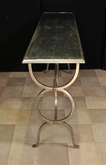 French Art Deco Style Mirrored Console Table Steel Base