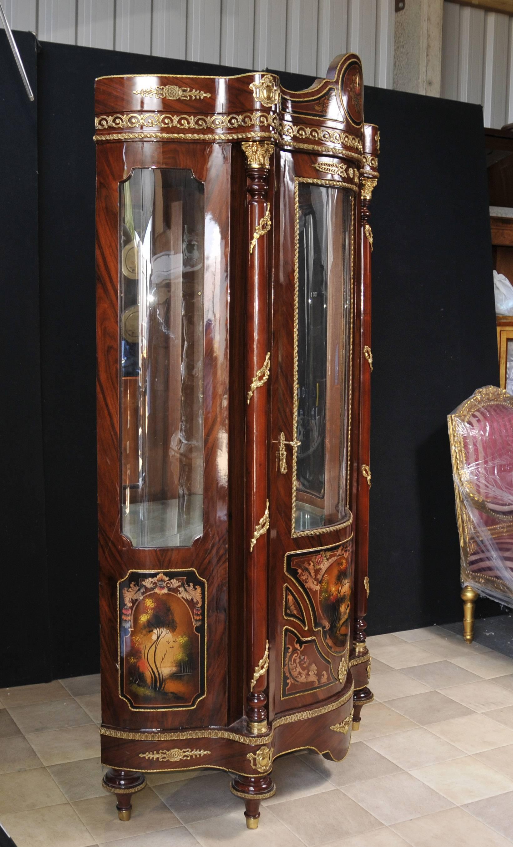Contemporary French Louis XVI Style Display Cabinet Bijouterie Painted Cabinets For Sale