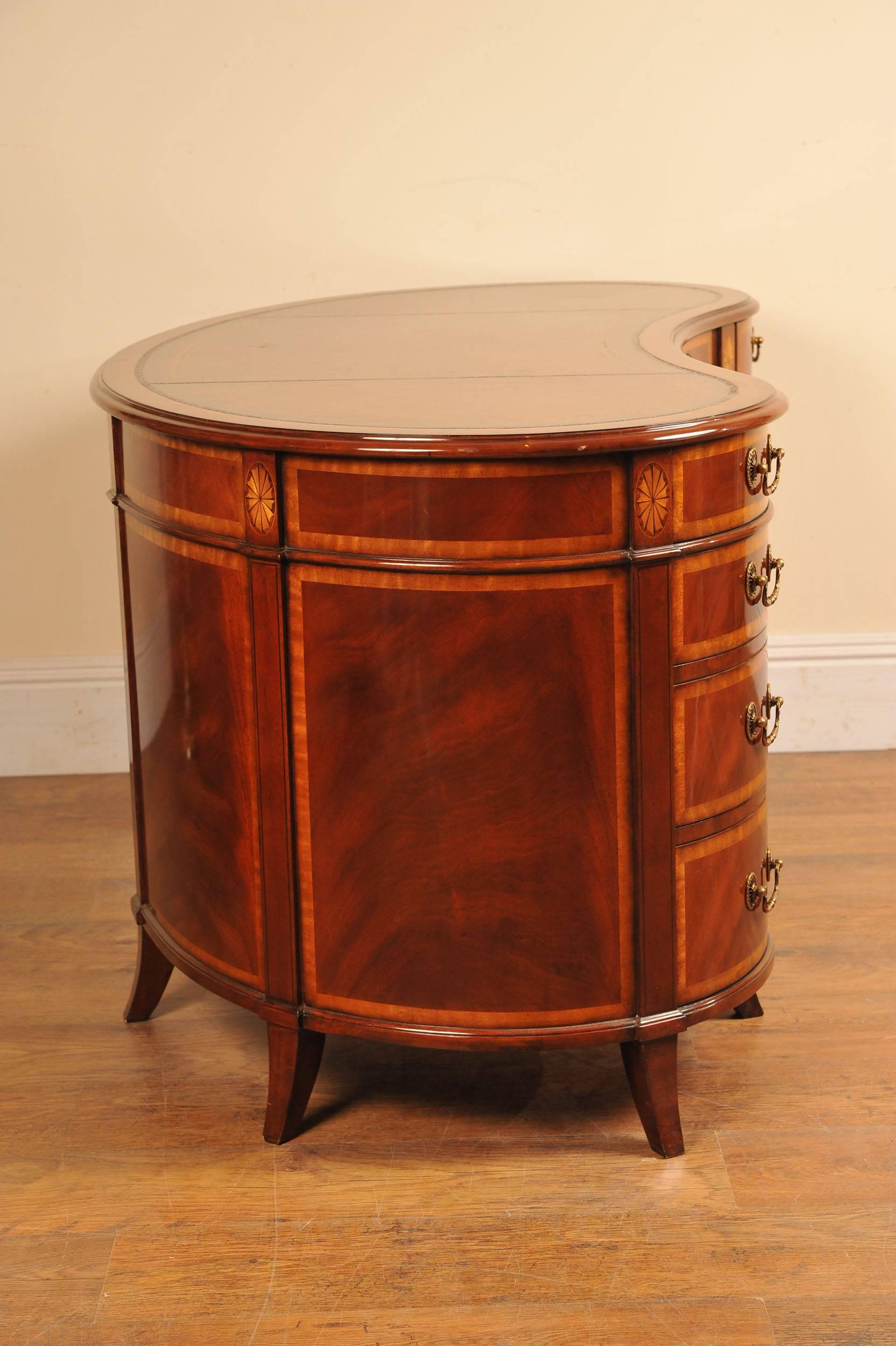 Regency Style Mahogany Kidney Desk Furniture For Sale 1