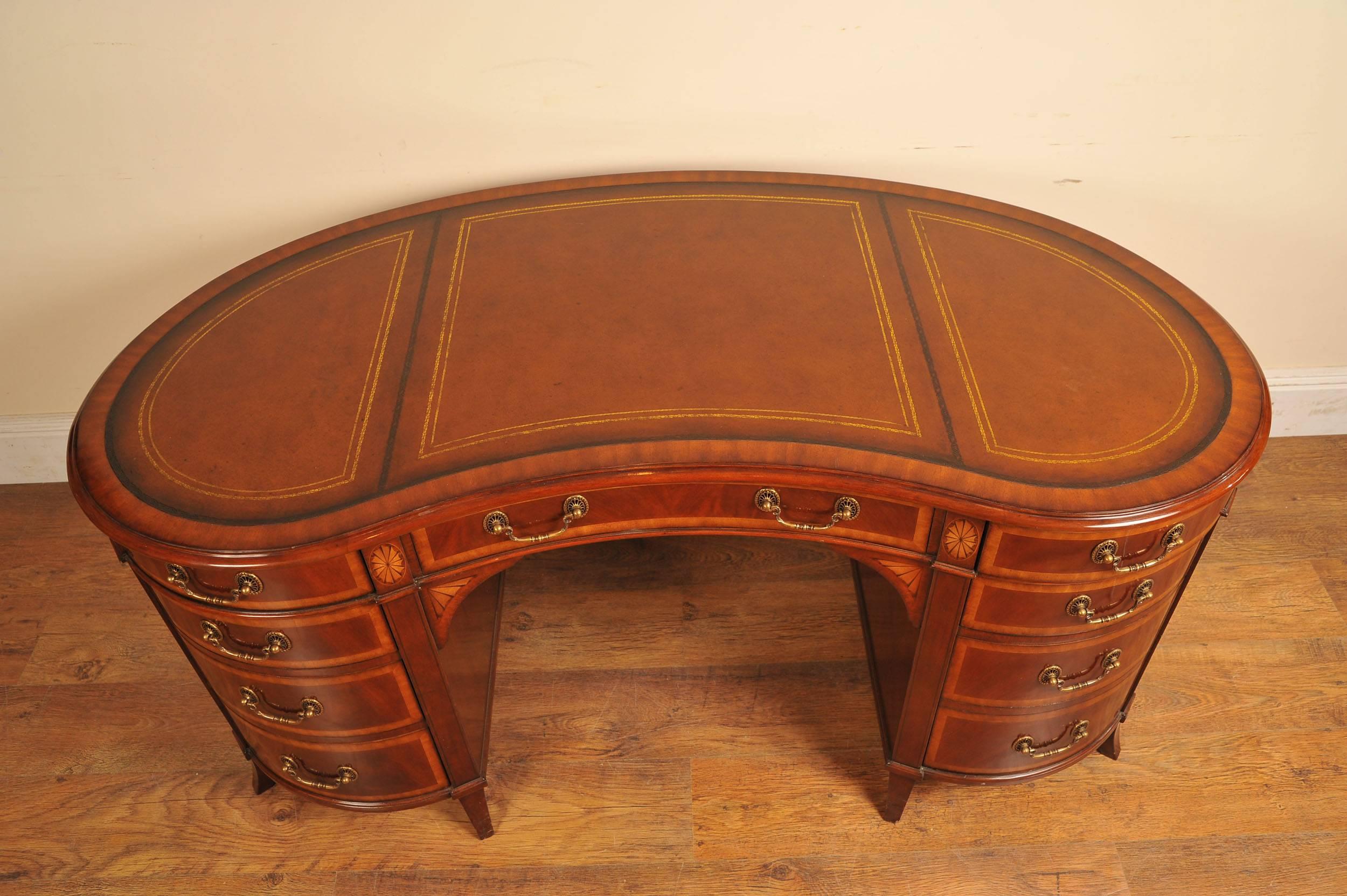 Regency Style Mahogany Kidney Desk Furniture For Sale 5