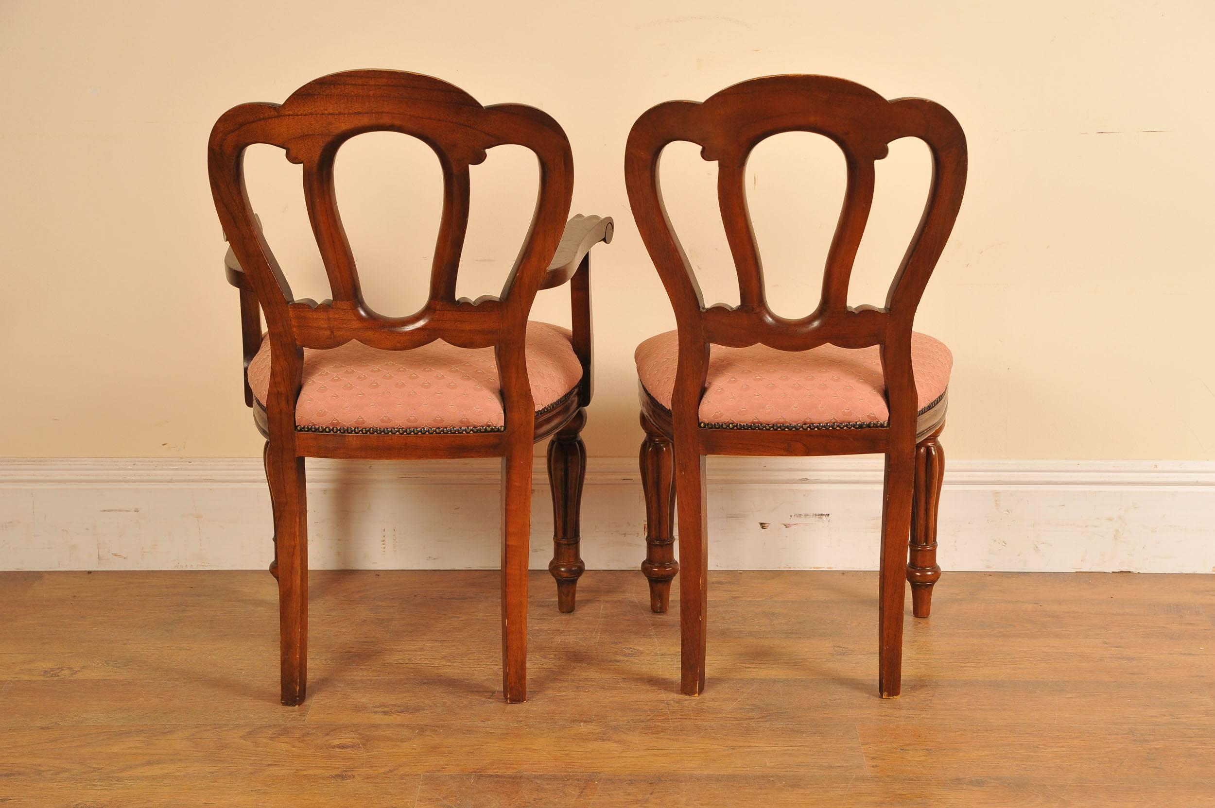 Six Victorian Style Dining Chairs Admiralty Mahogany Balloon Back In Good Condition For Sale In Potters Bar, Herts