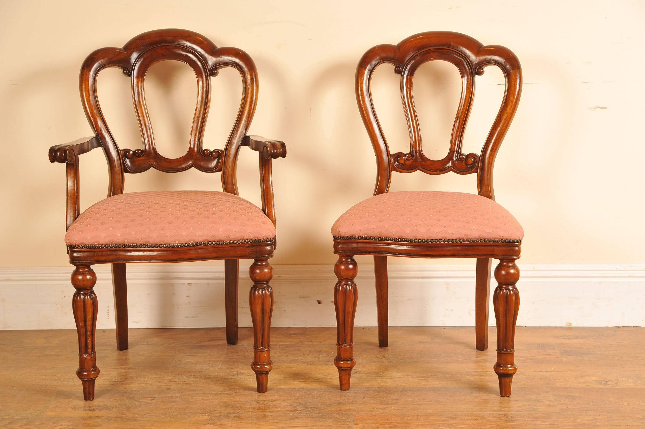 Contemporary Six Victorian Style Dining Chairs Admiralty Mahogany Balloon Back For Sale