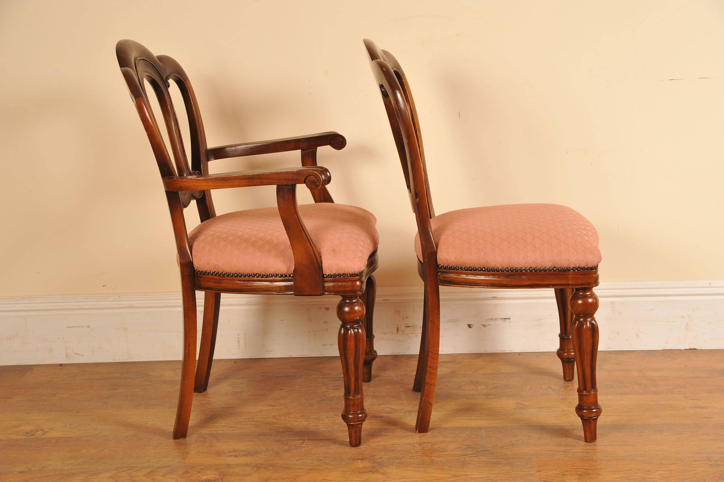 Six Victorian Style Dining Chairs Admiralty Mahogany Balloon Back For Sale 2