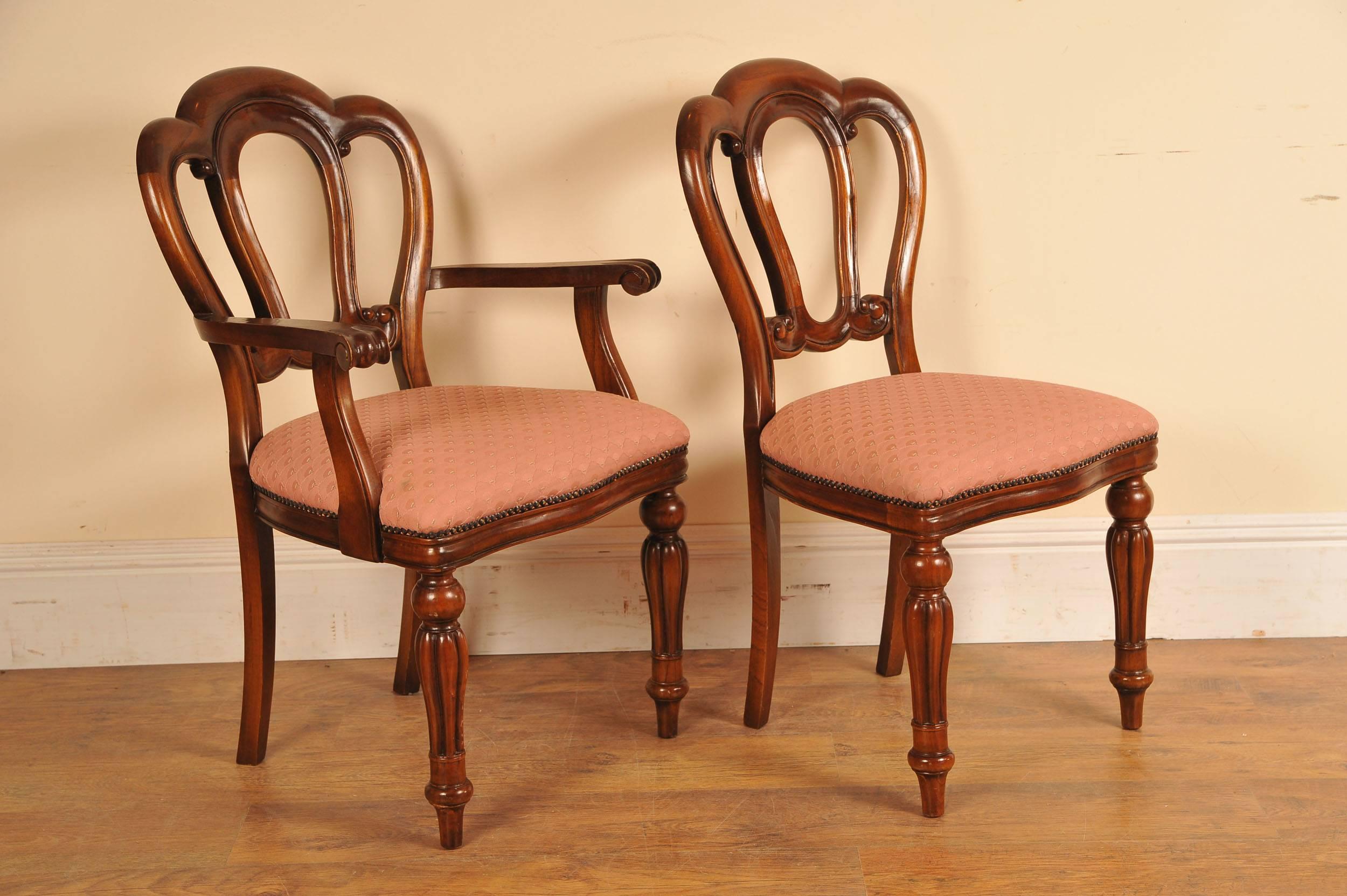 Six Victorian Style Dining Chairs Admiralty Mahogany Balloon Back For Sale 1