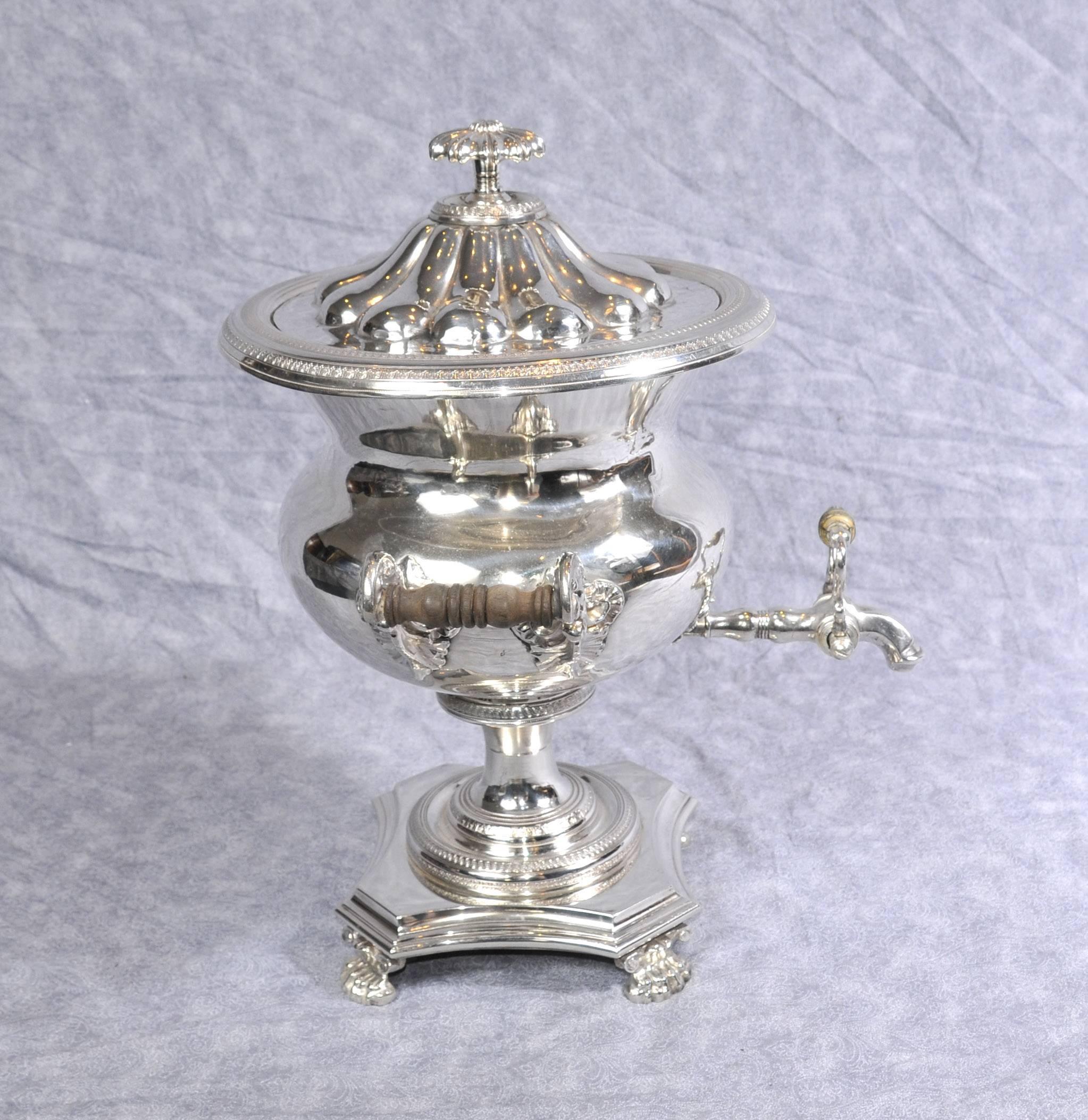 Early 19th Century Antique English Silver Plate Samovar Tea Coffee Urn Sheffield Silver Plate For Sale