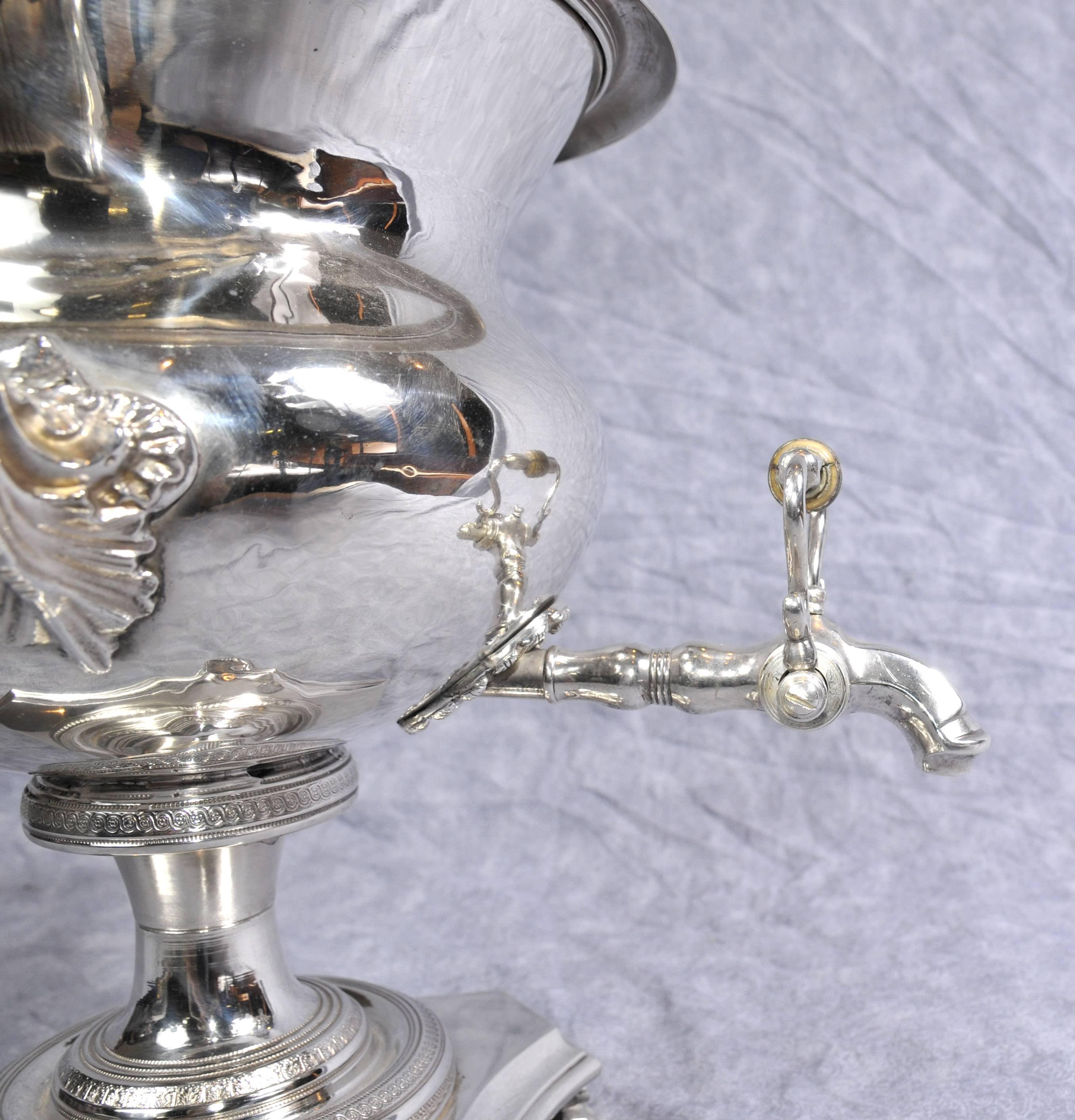 Antique English Silver Plate Samovar Tea Coffee Urn Sheffield Silver Plate For Sale 2