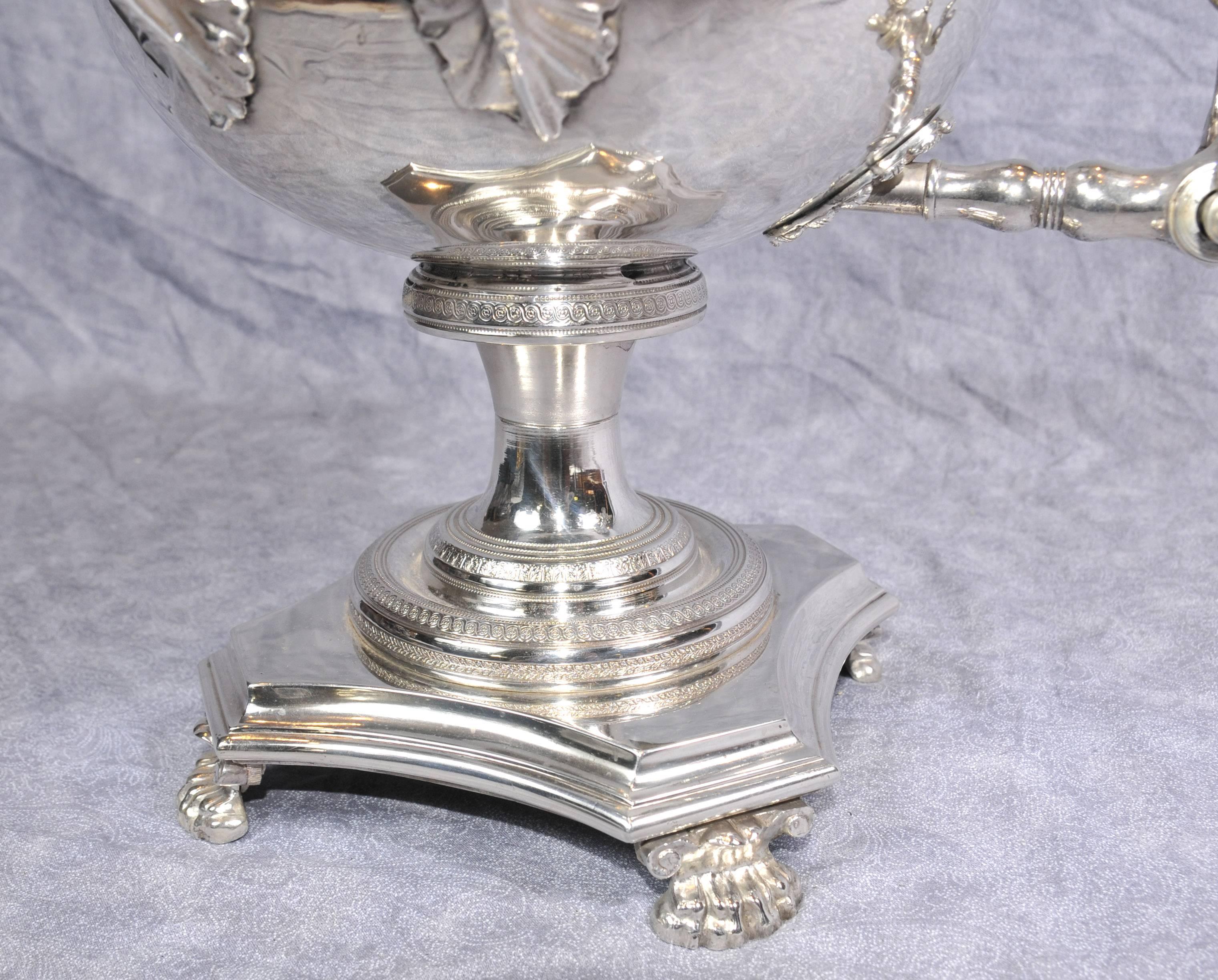 Antique English Silver Plate Samovar Tea Coffee Urn Sheffield Silver Plate For Sale 3
