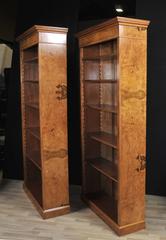 Pair Walnut Regency Style Sheraton Open Front Bookcases