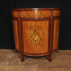 Sheraton Style Painted Demilune Cabinet Regency Satinwood Furniture