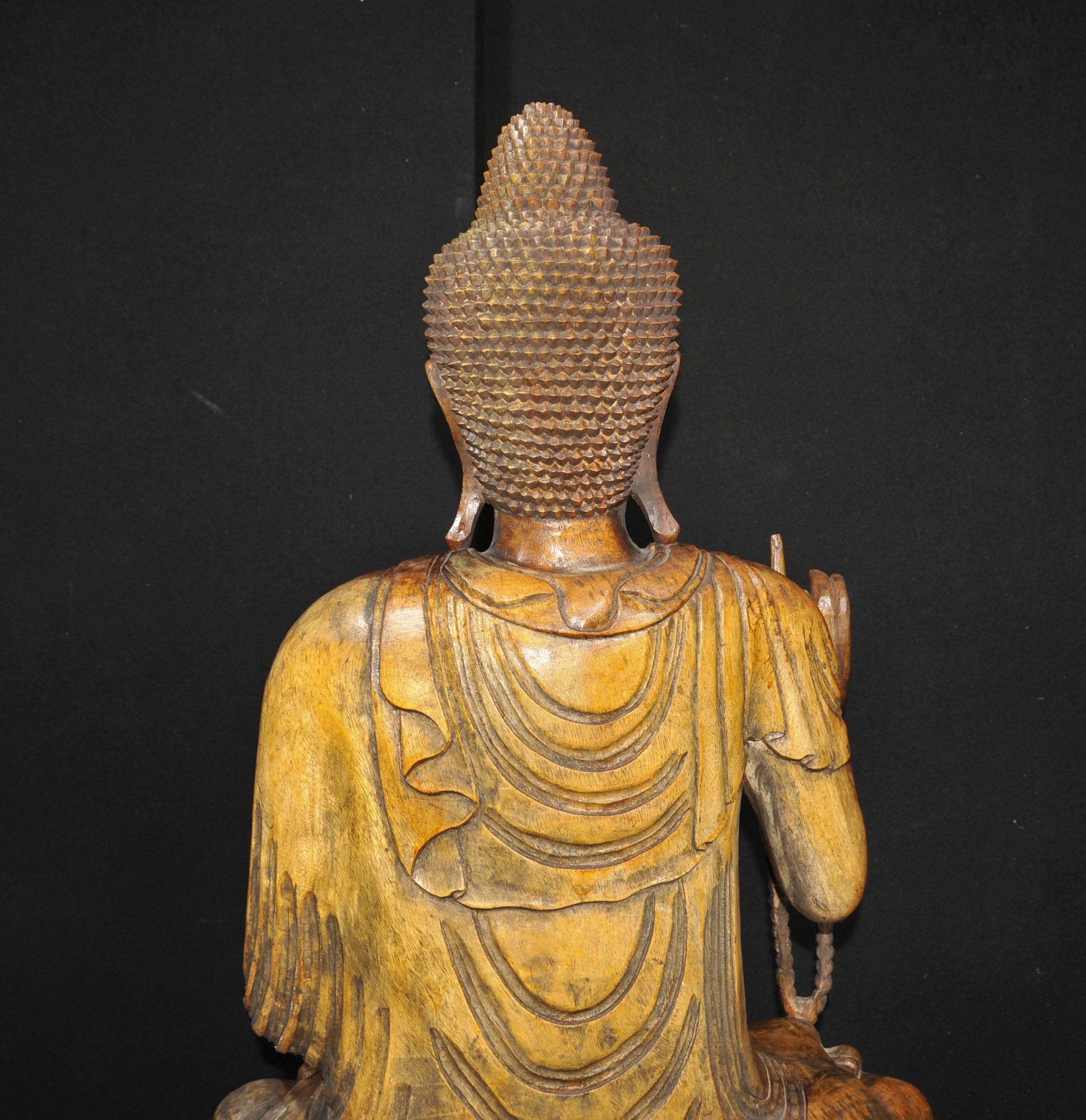 Large Hand-Carved Tibetan Buddha Statue Buddhism Tibet For Sale 3