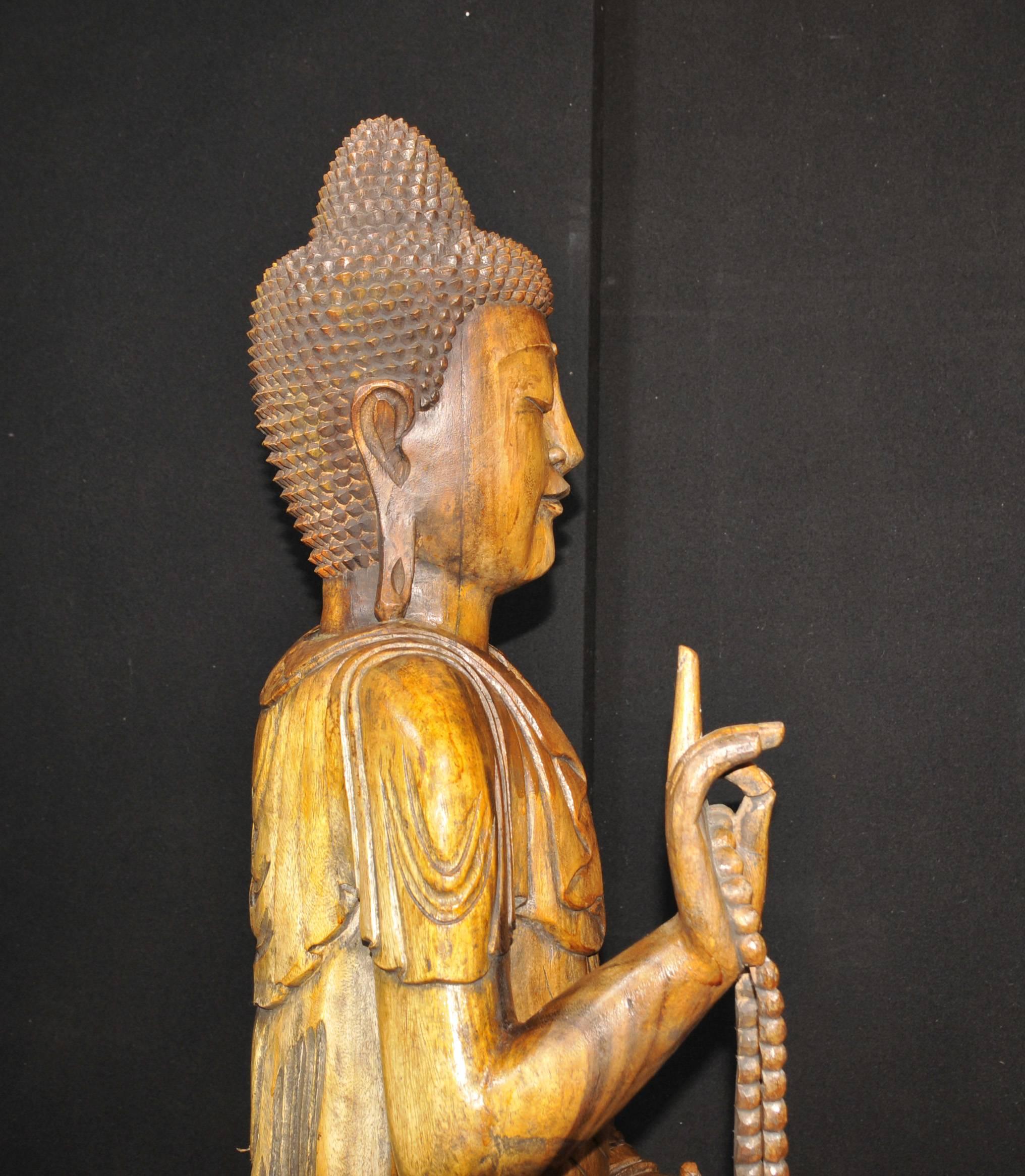 Large Hand-Carved Tibetan Buddha Statue Buddhism Tibet For Sale 4