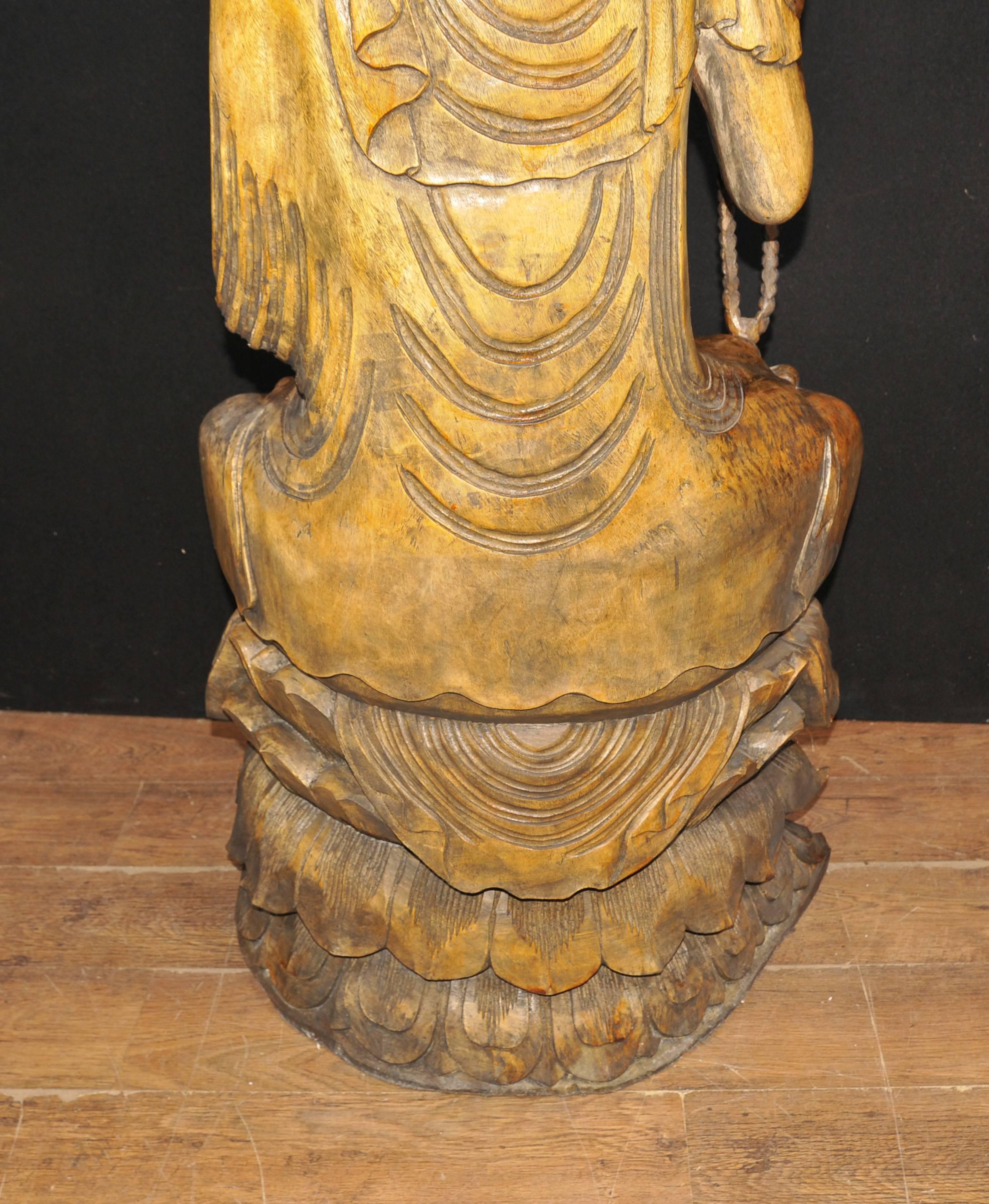 Large Hand-Carved Tibetan Buddha Statue Buddhism Tibet For Sale 5