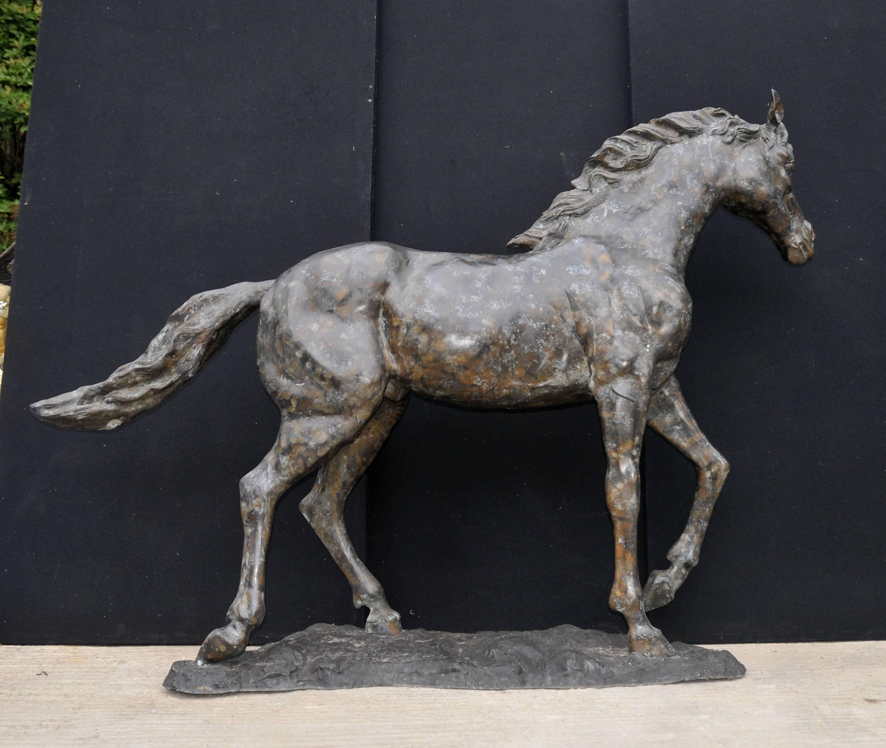 Large French Bronze Horse Pony Statue Casting Verdis Gris Colt For Sale 5
