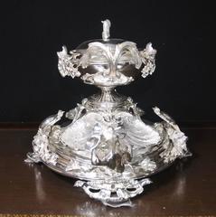 George III Style Silver Plate Centrepiece Rococo Epergne Clam Dish