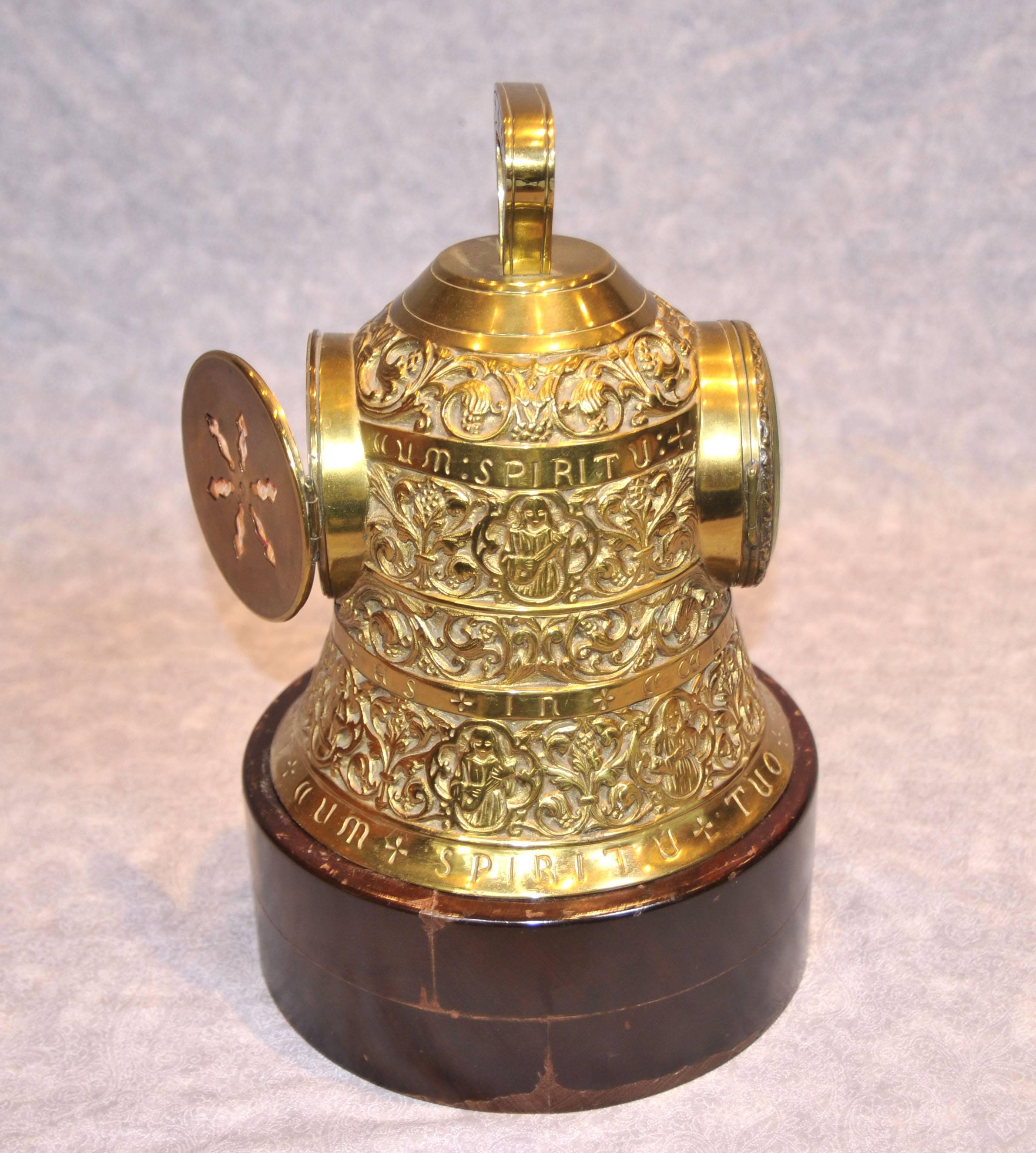 Late 19th Century Antique French Brass Bell Clock Chiming Clocks, 19th Century