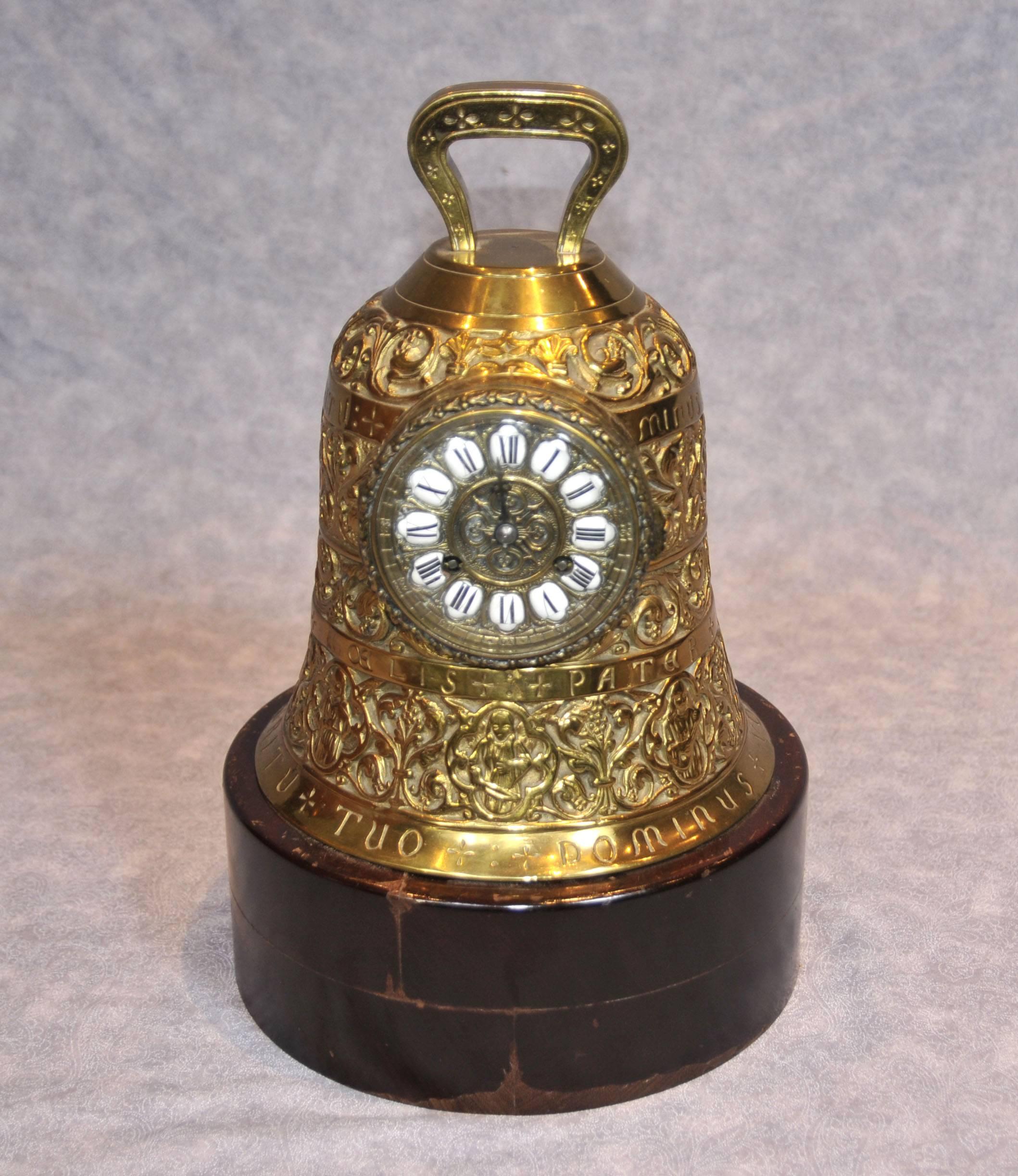 Antique French Brass Bell Clock Chiming Clocks, 19th Century 1