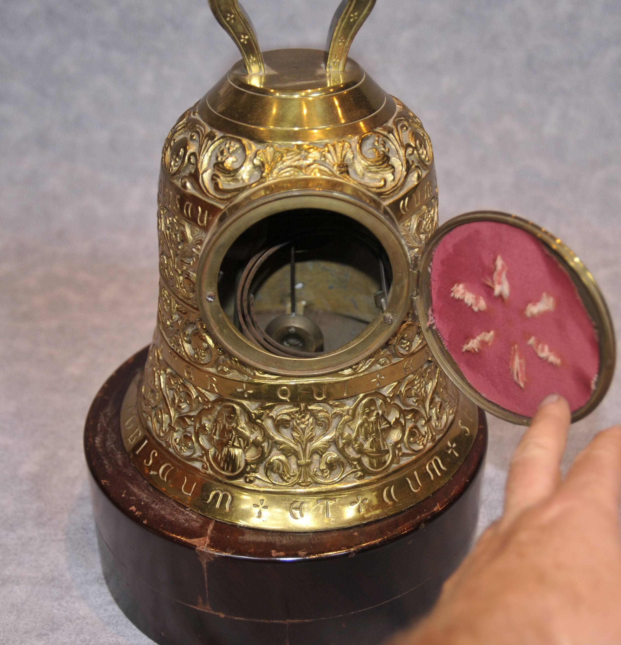 Antique French Brass Bell Clock Chiming Clocks, 19th Century 2