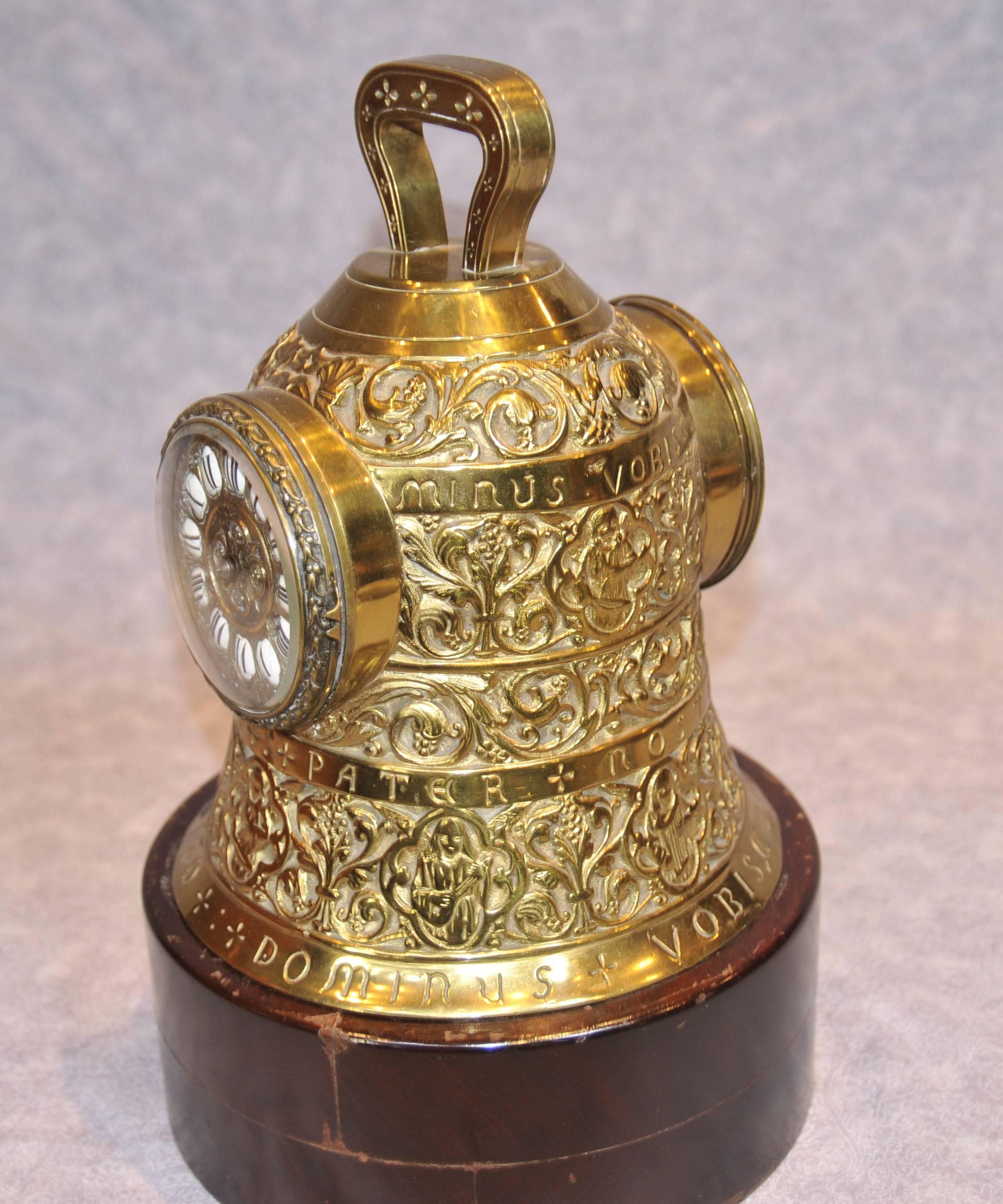 Antique French Brass Bell Clock Chiming Clocks, 19th Century 5