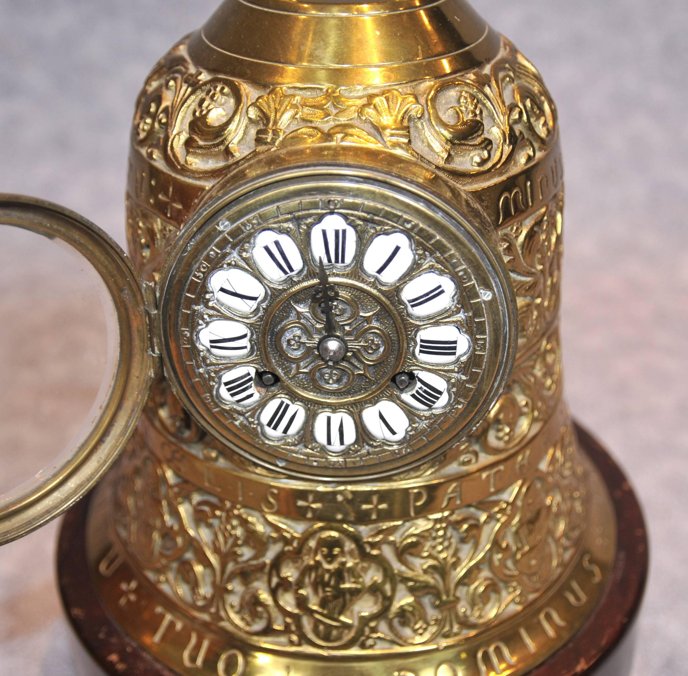 Antique French Brass Bell Clock Chiming Clocks, 19th Century 6