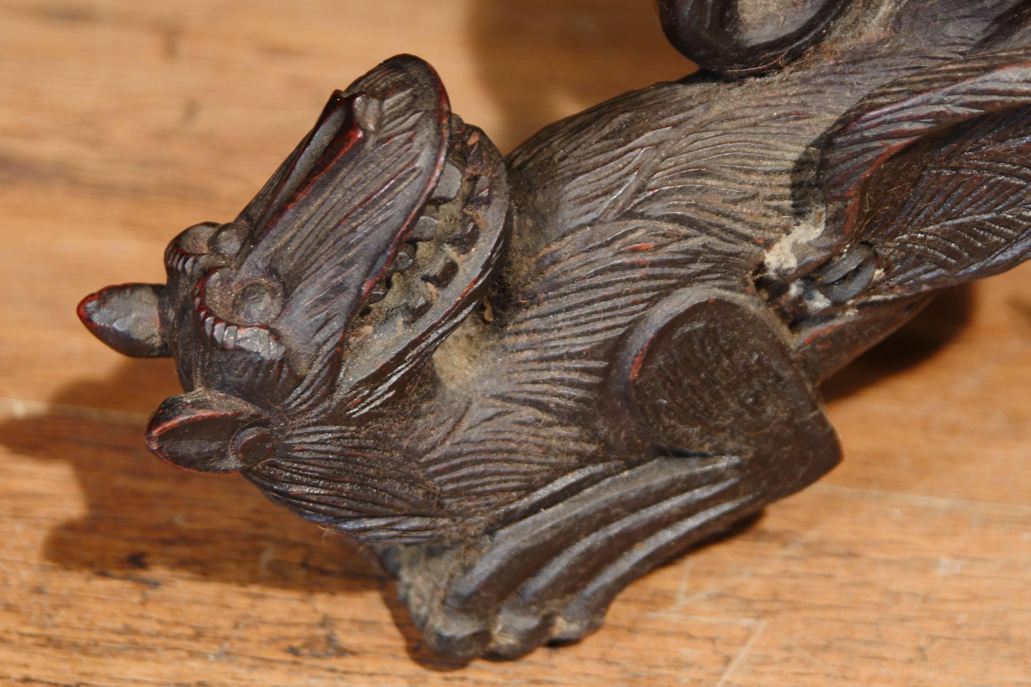 Antique Hand-Carved Burmese Side Table Dragon Base, 1860 In Good Condition For Sale In Potters Bar, Herts