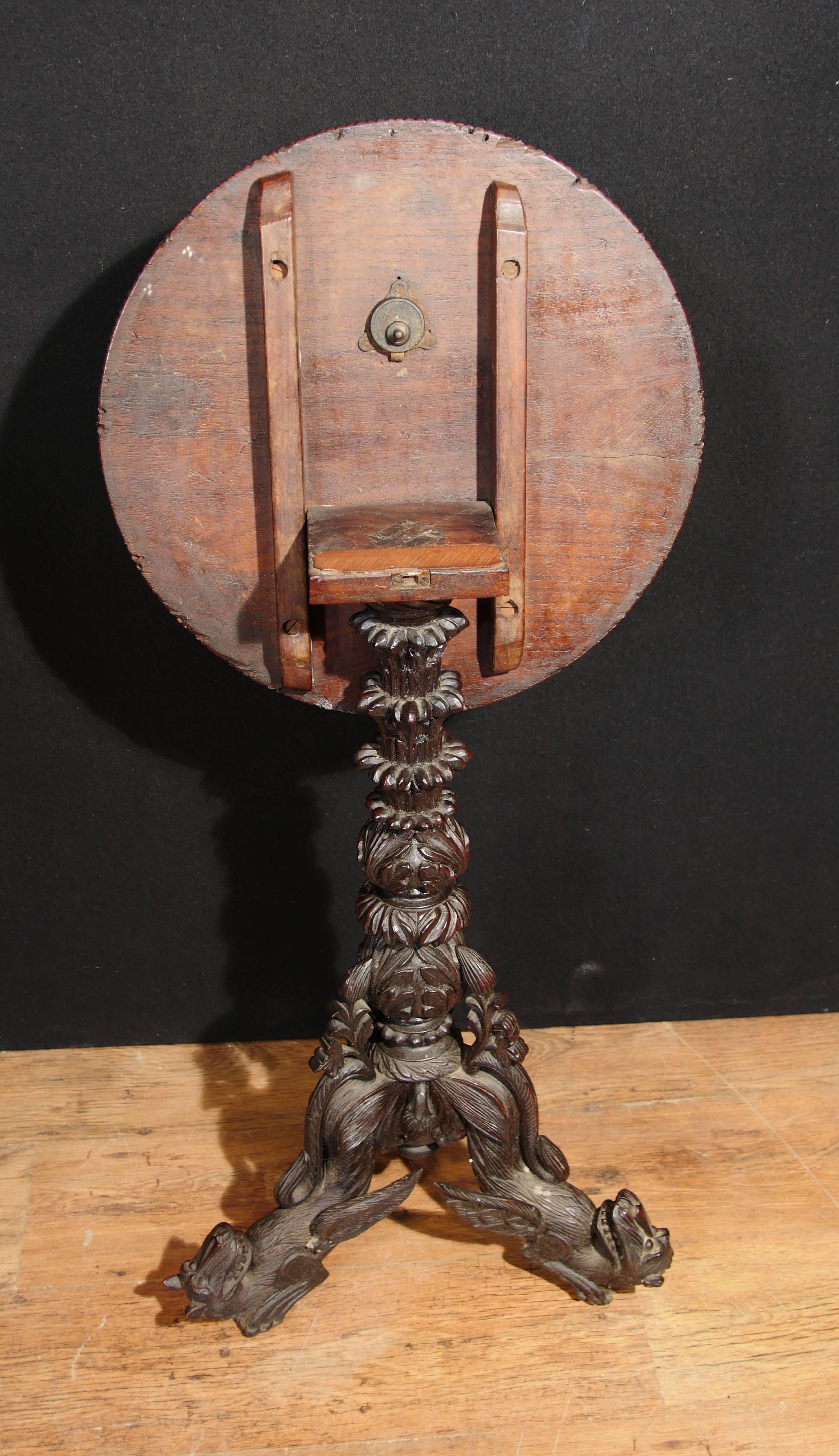Antique Hand-Carved Burmese Side Table Dragon Base, 1860 For Sale 4