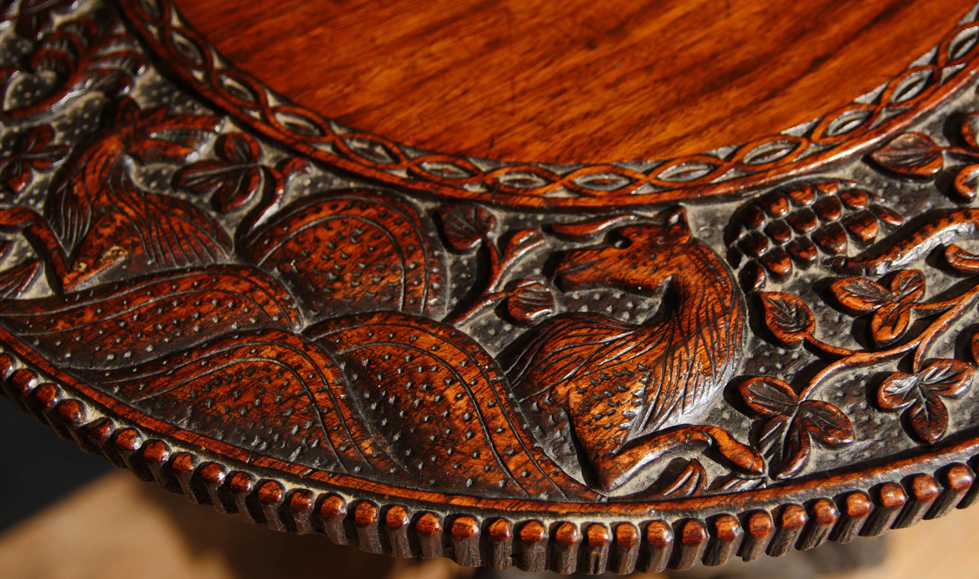Antique Hand-Carved Burmese Side Table Dragon Base, 1860 For Sale 5