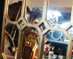 French Antique Gilt Pier Mirror Architectural Church Window