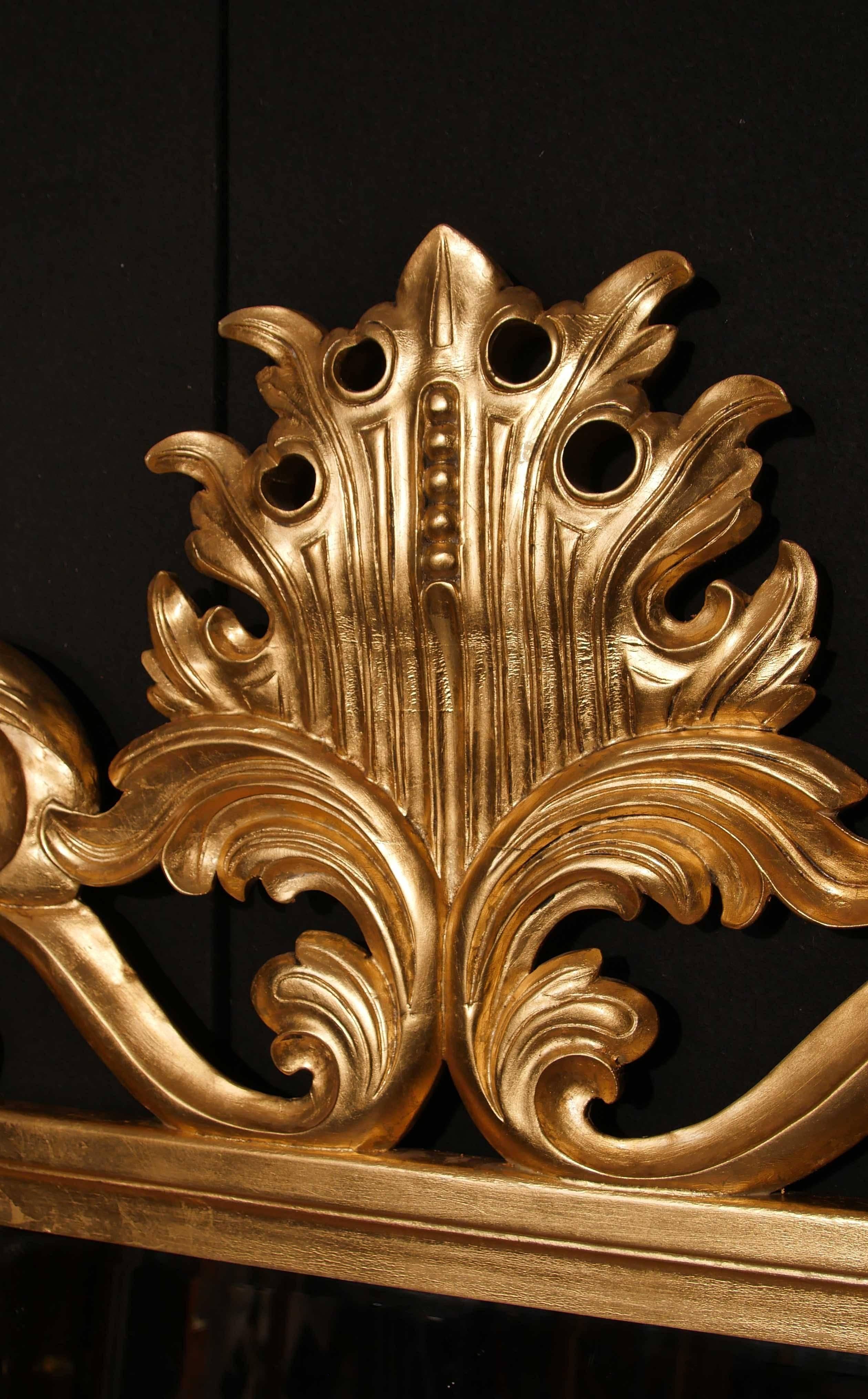 Late 20th Century Florid French Rococo Giltwood Pier Mirror Glass For Sale