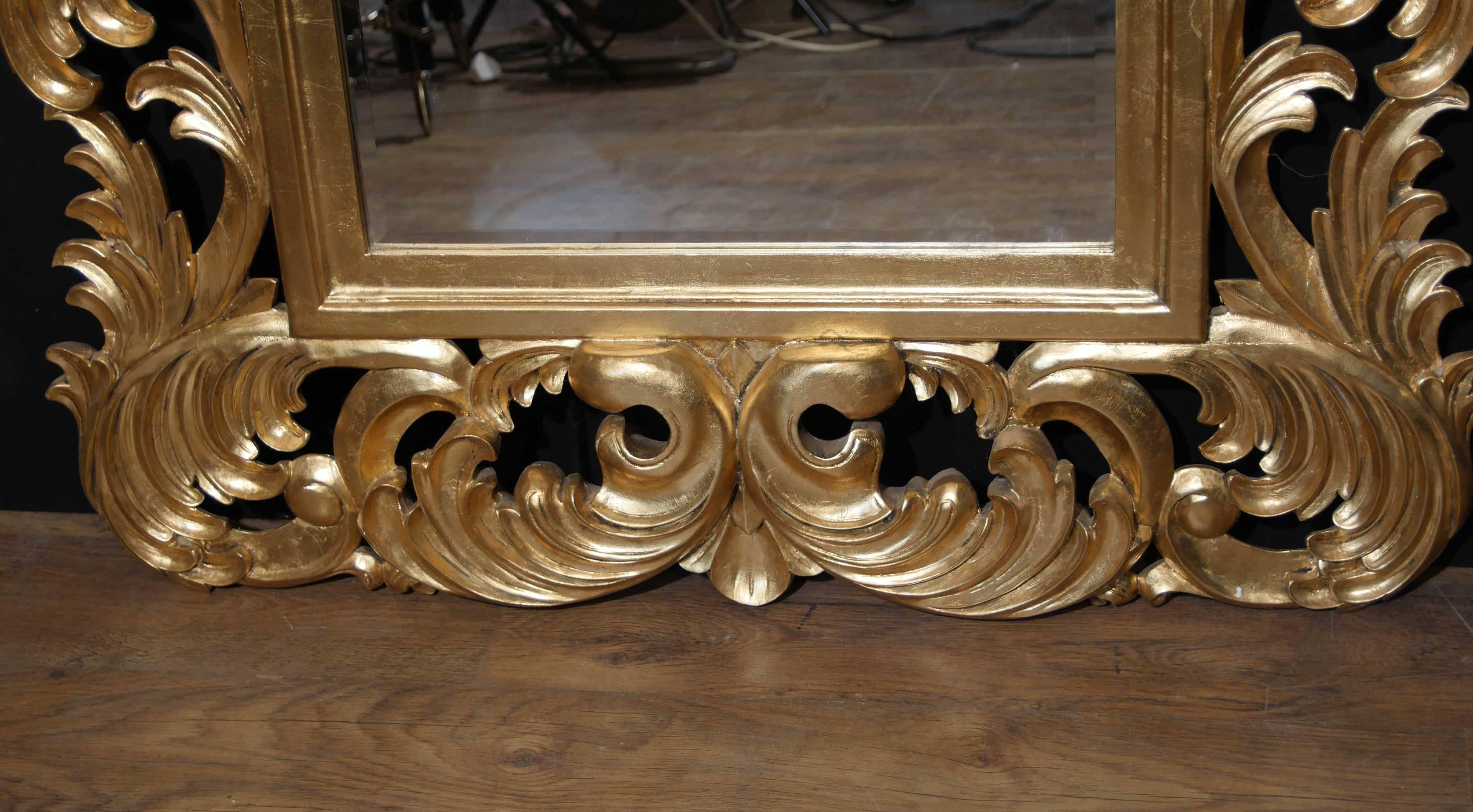 Florid French Rococo Giltwood Pier Mirror Glass For Sale 1