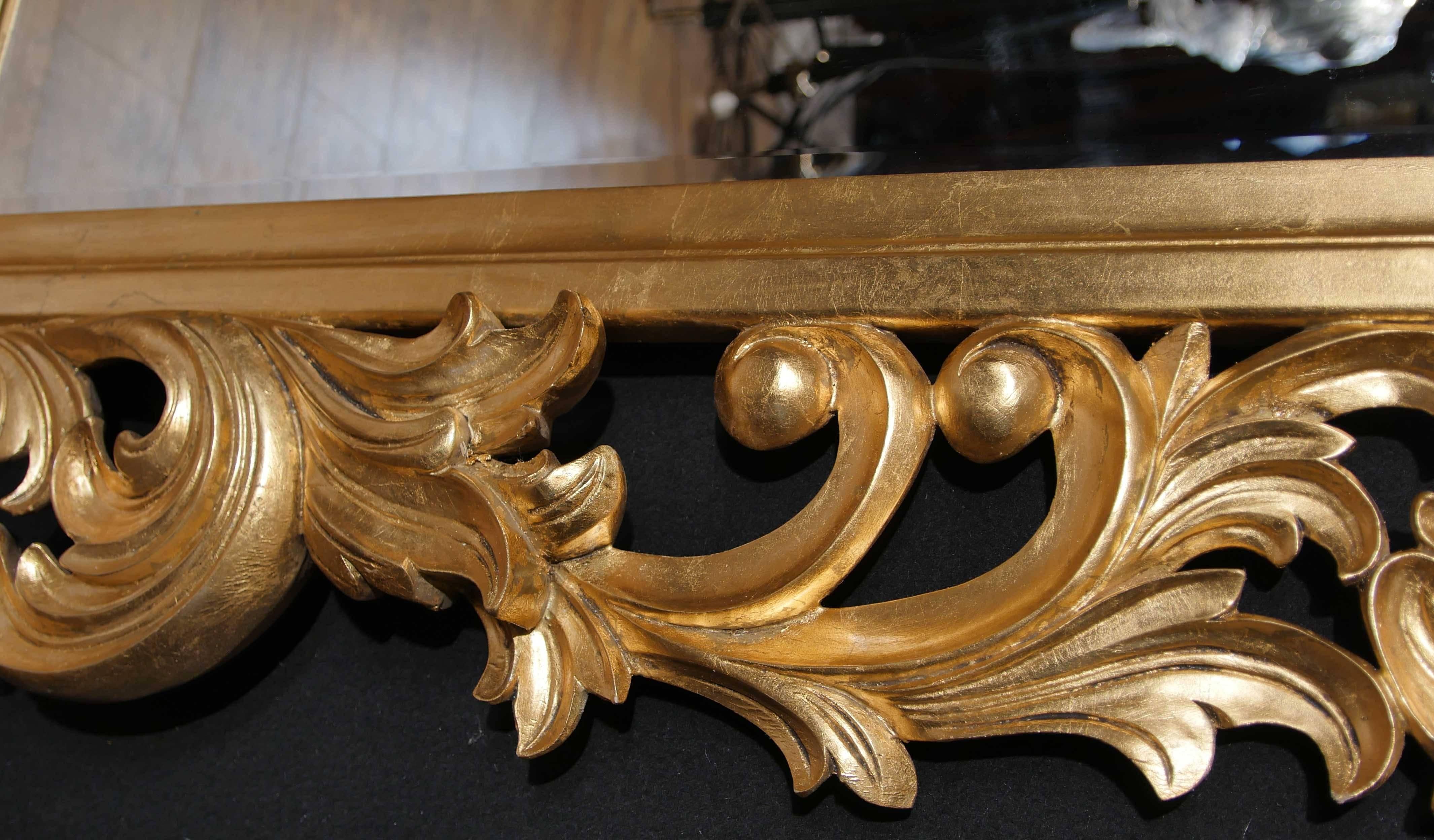 Florid French Rococo Giltwood Pier Mirror Glass For Sale 3