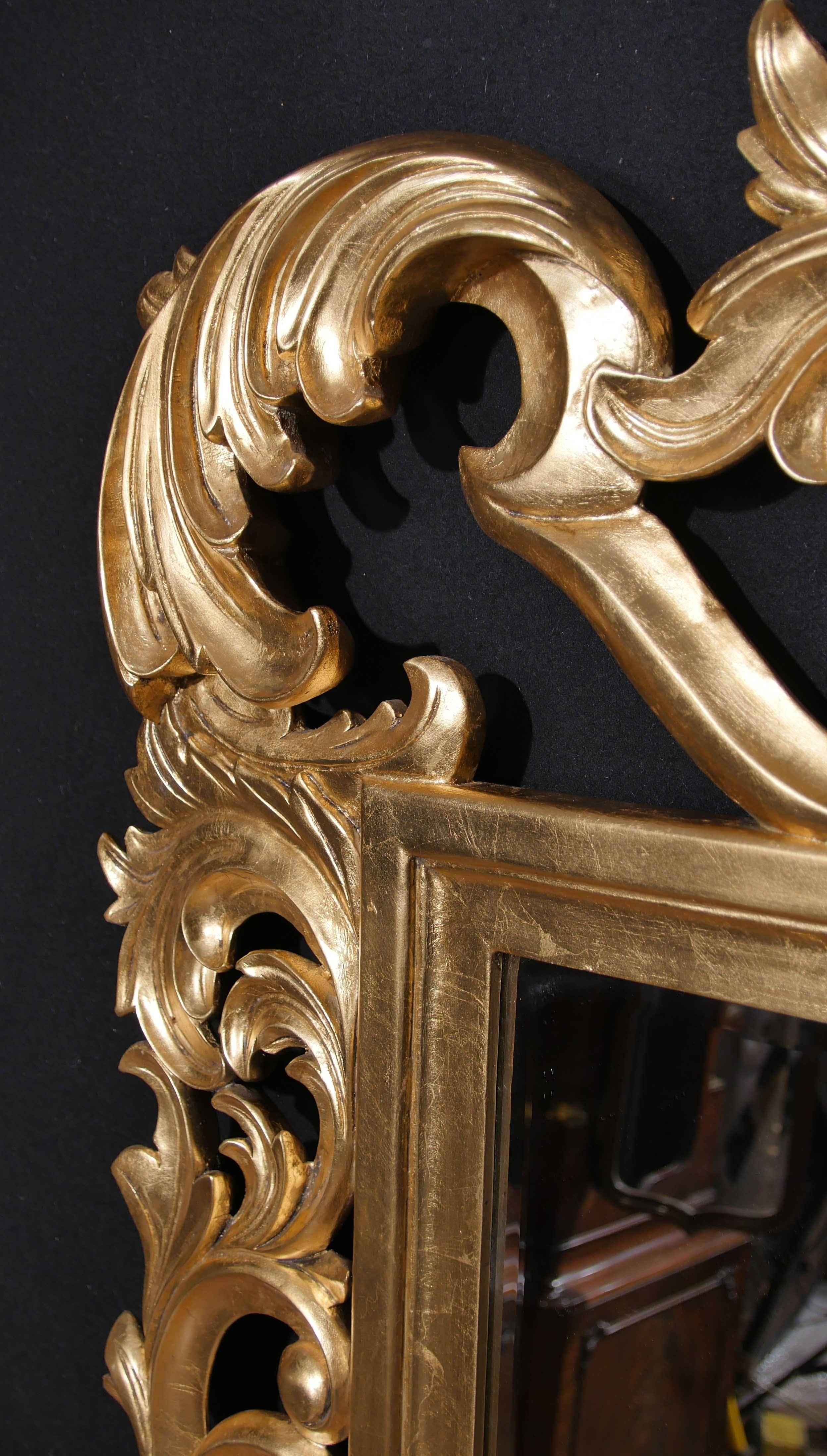 Florid French Rococo Giltwood Pier Mirror Glass For Sale 4