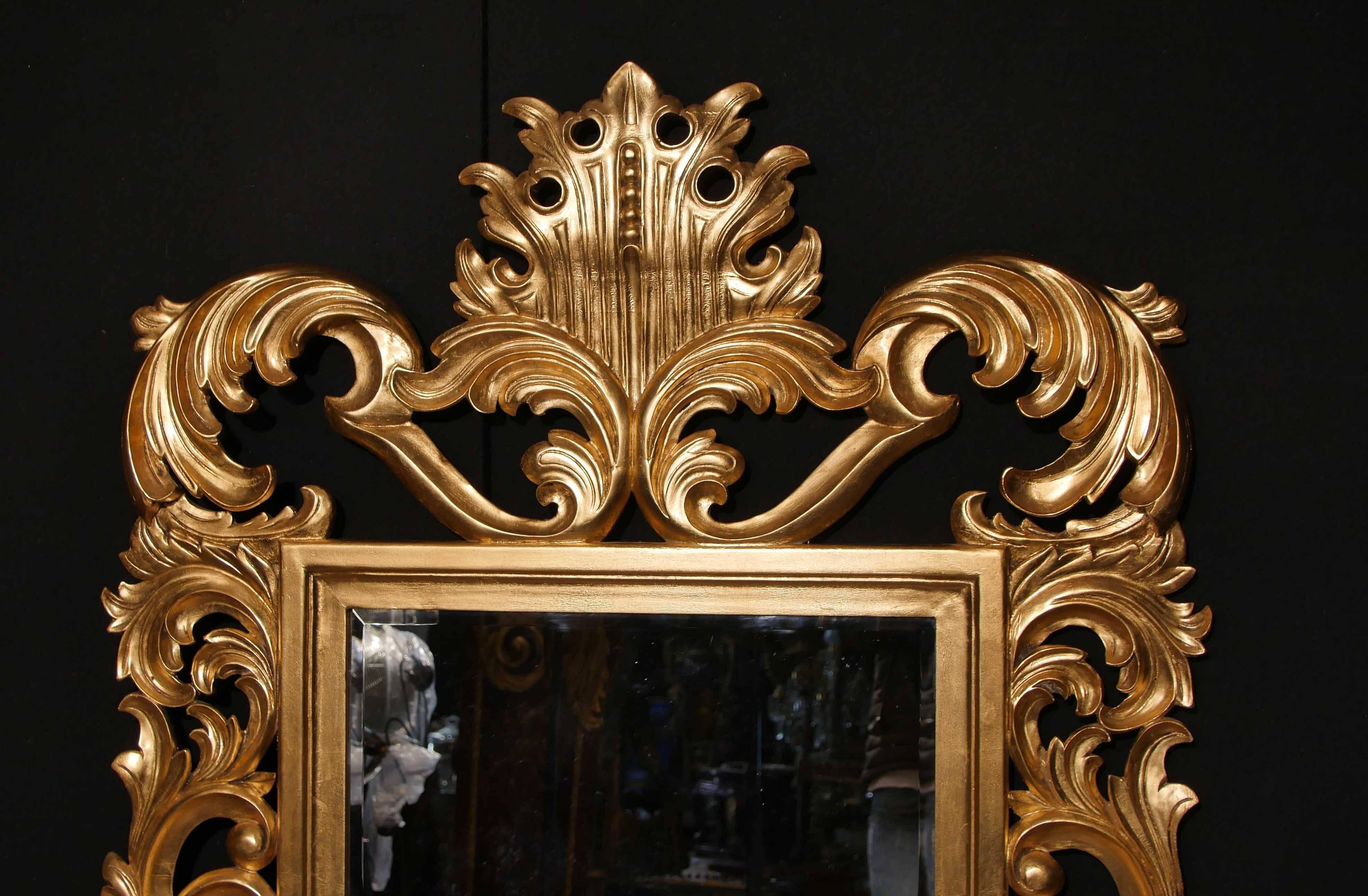Florid French Rococo Giltwood Pier Mirror Glass For Sale 5