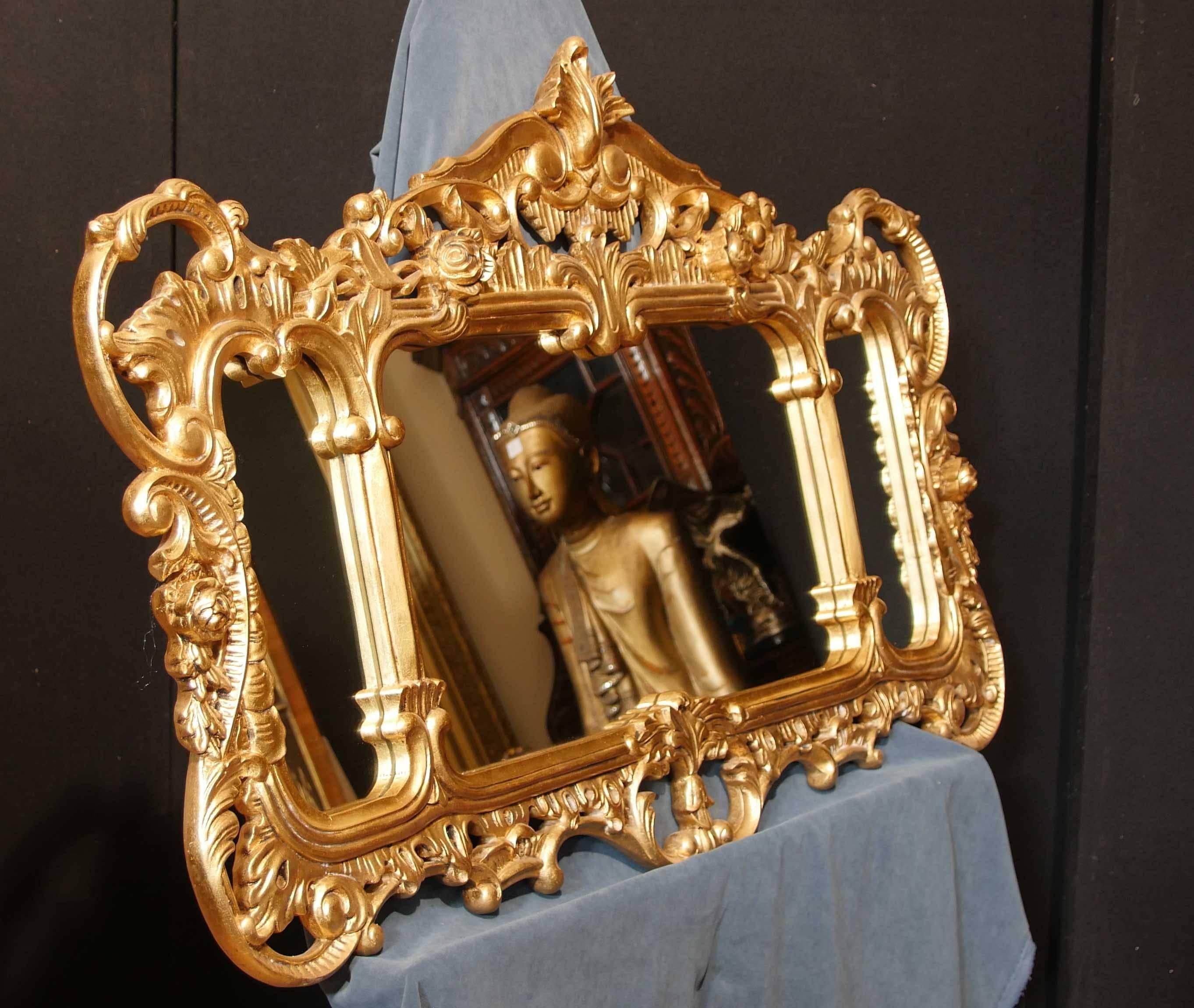 English Chippendale Gilt Mantle Mirror Rococo Landscape Mirrors In Good Condition For Sale In Potters Bar, Herts