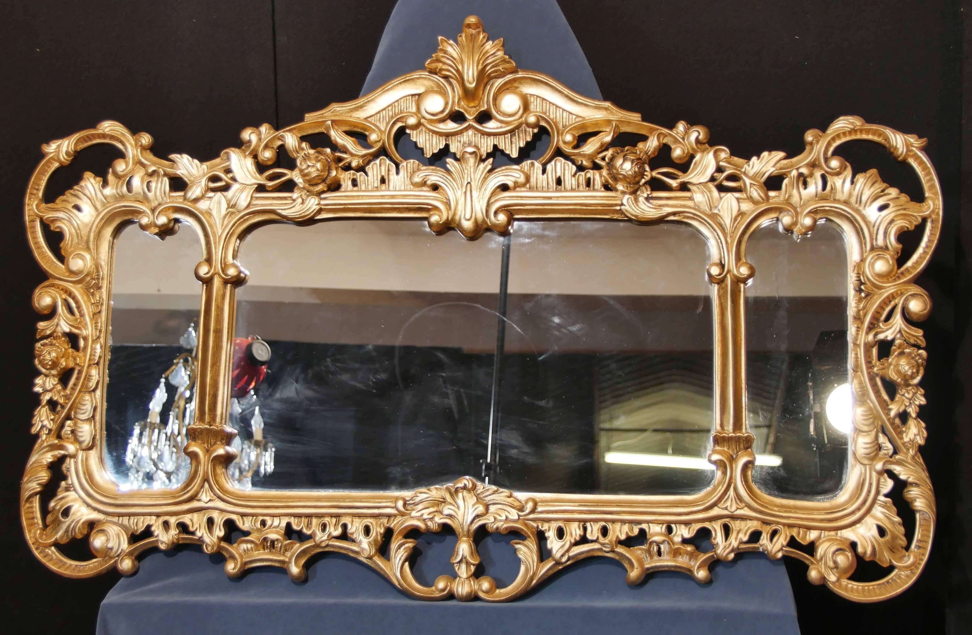 Late 20th Century English Chippendale Gilt Mantle Mirror Rococo Landscape Mirrors For Sale