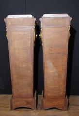 Pair of French Empire Kingwood Pedestal Table Stands Marquetry Inlay