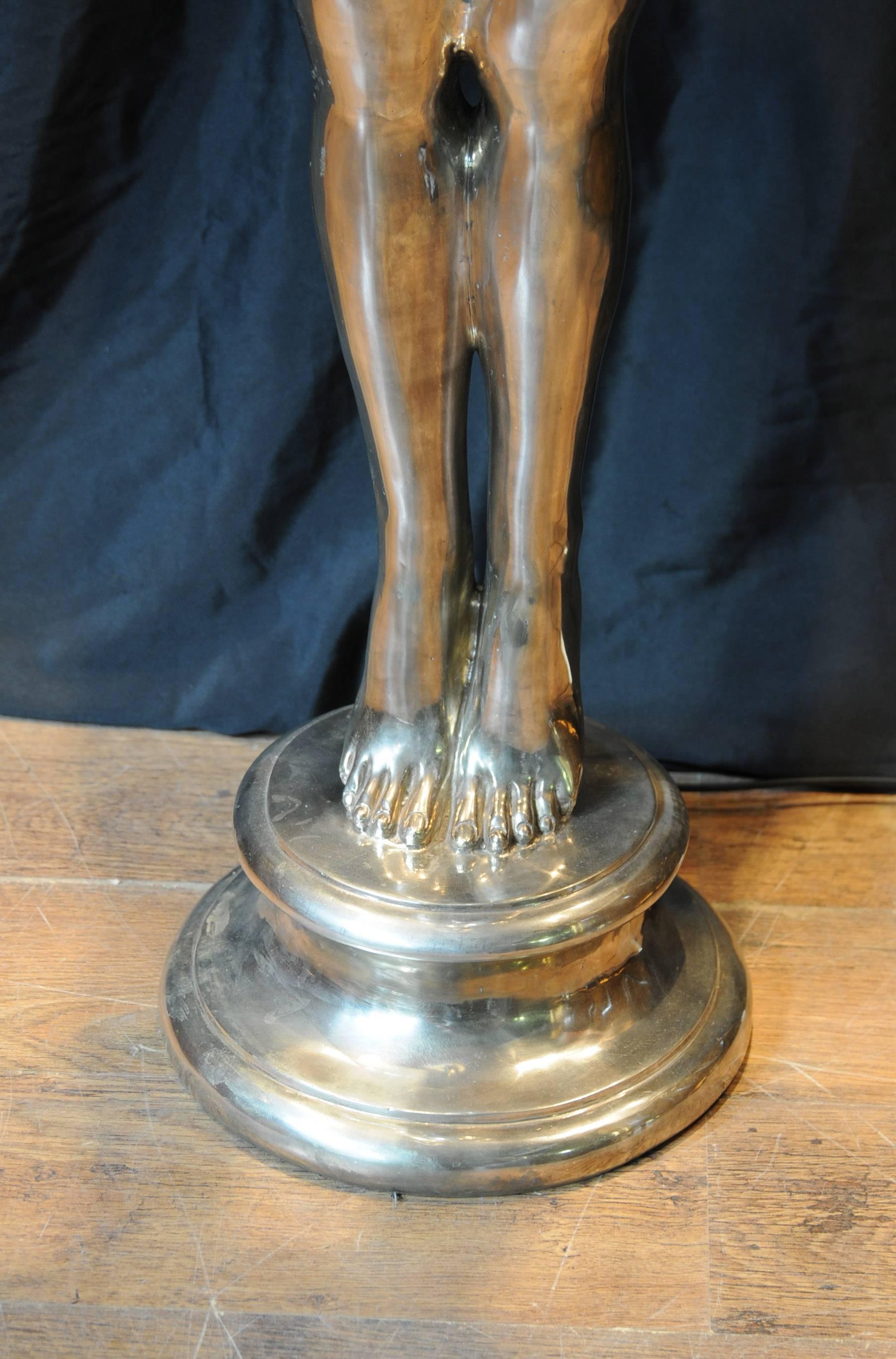 XL Silver Bronze Art Deco Biba Lamp Floor Light Lamps Statue In Good Condition In Potters Bar, Herts