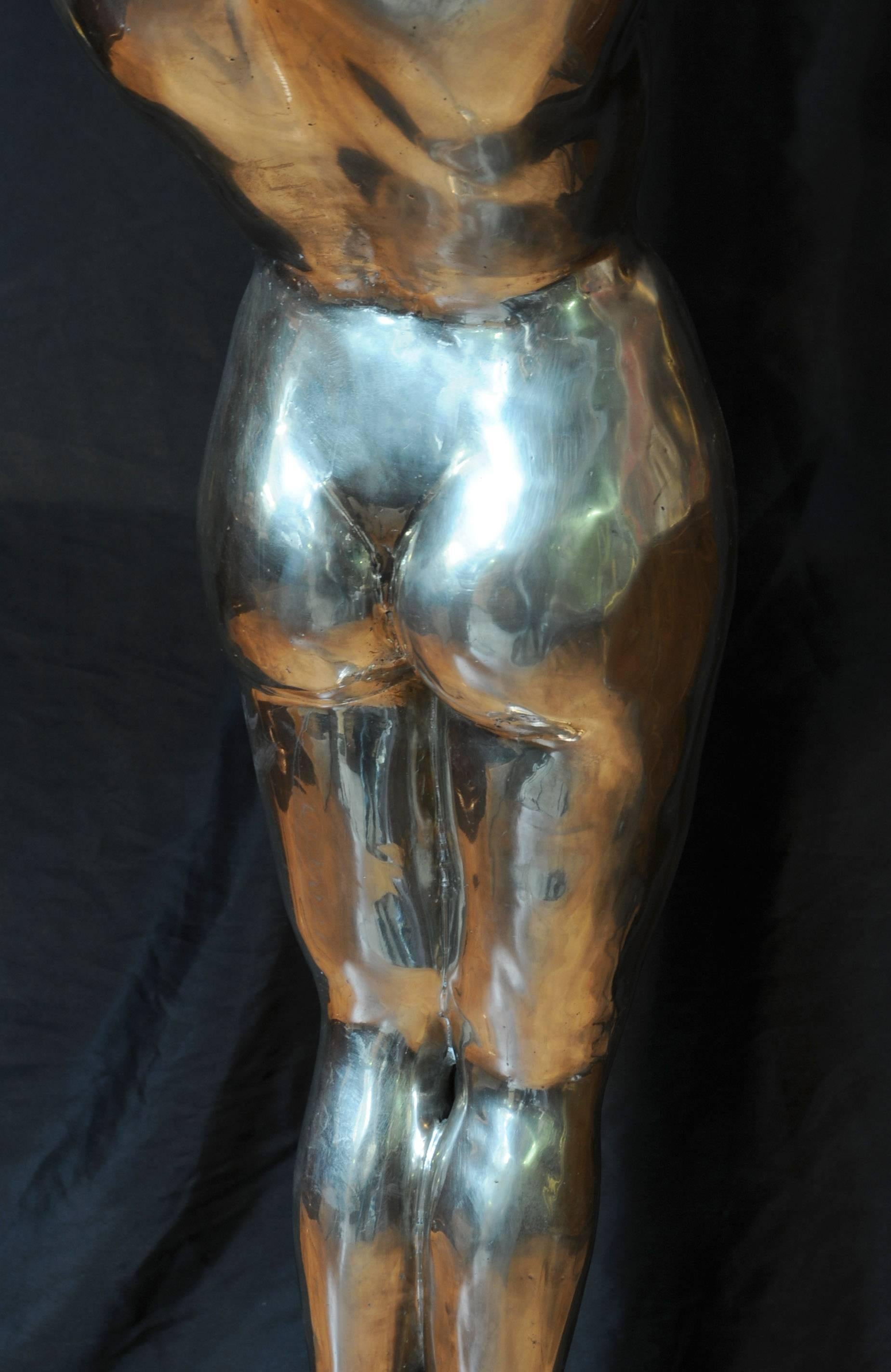 Late 20th Century XL Silver Bronze Art Deco Biba Lamp Floor Light Lamps Statue