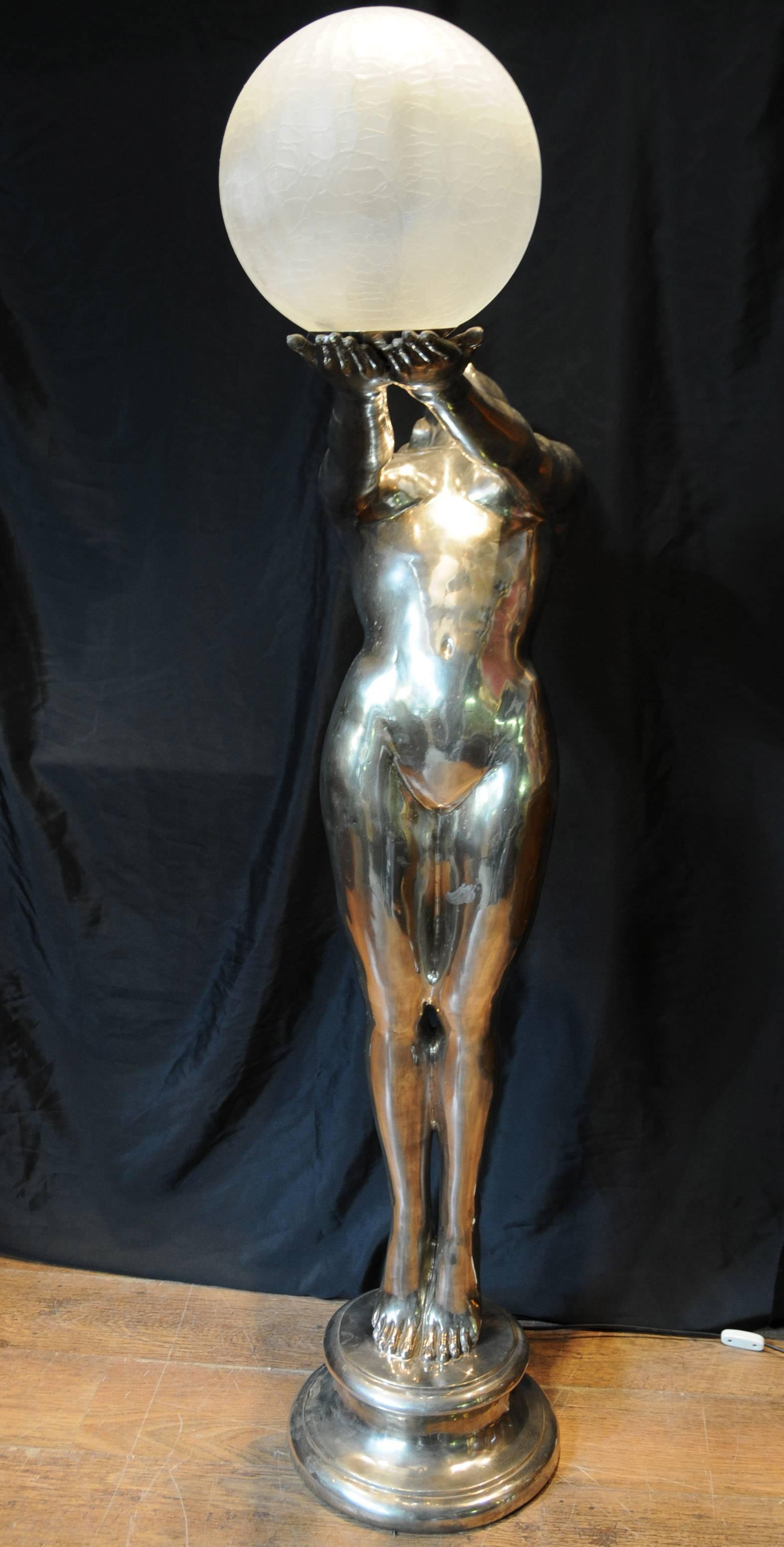 XL Silver Bronze Art Deco Biba Lamp Floor Light Lamps Statue 1