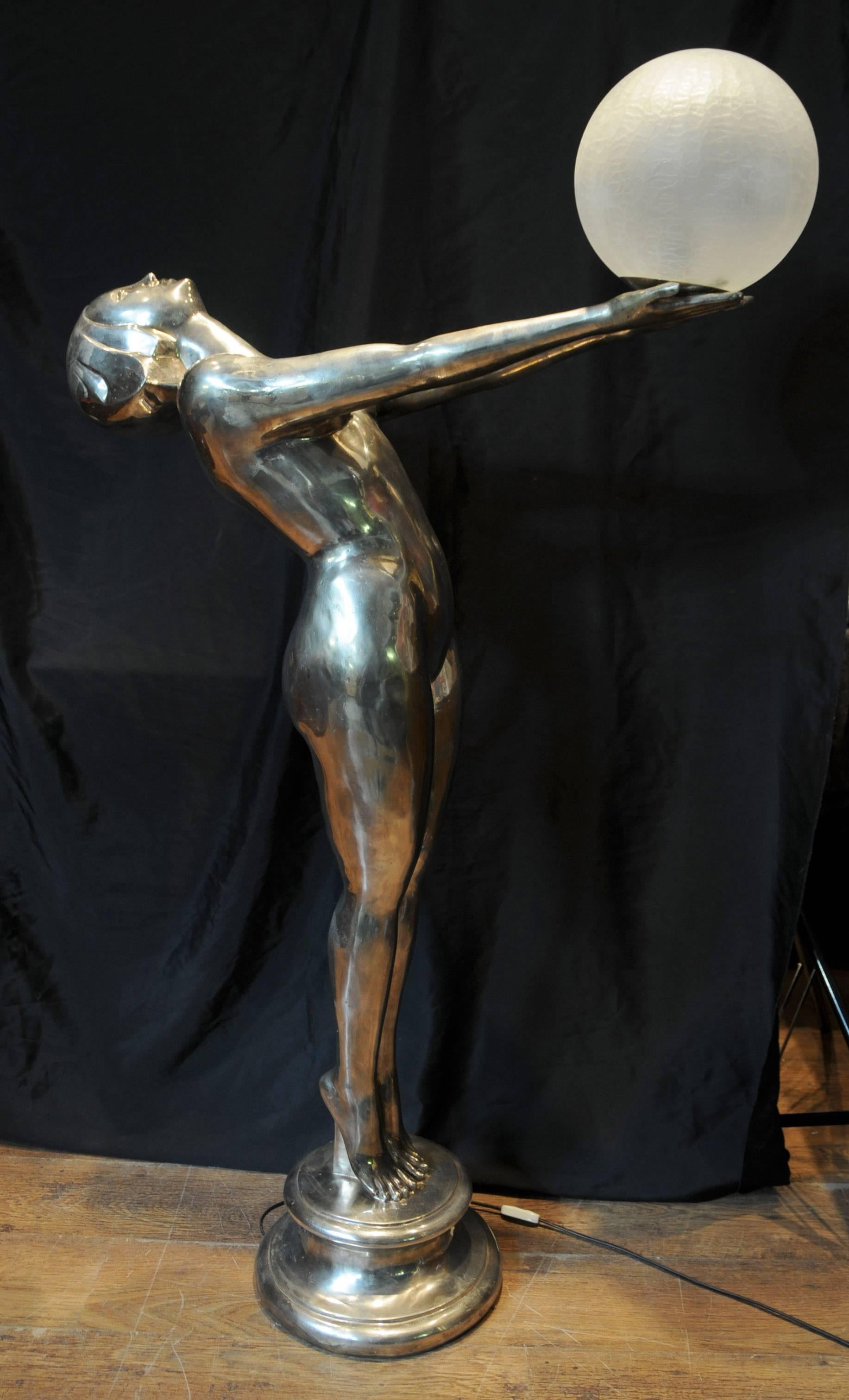 XL Silver Bronze Art Deco Biba Lamp Floor Light Lamps Statue 2