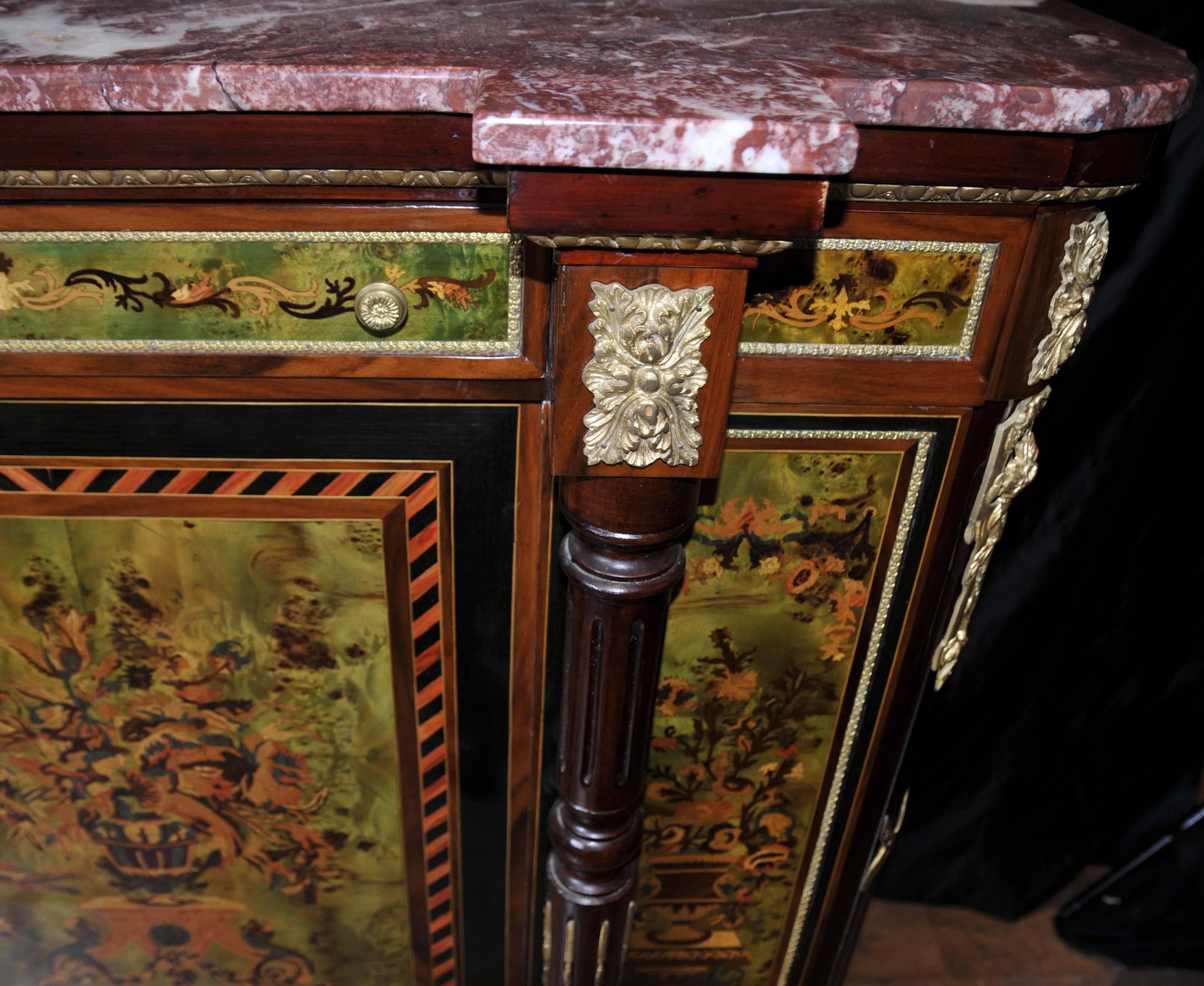 French Painted Empire Cabinet Chest Credenza Vernis Martin For Sale 5