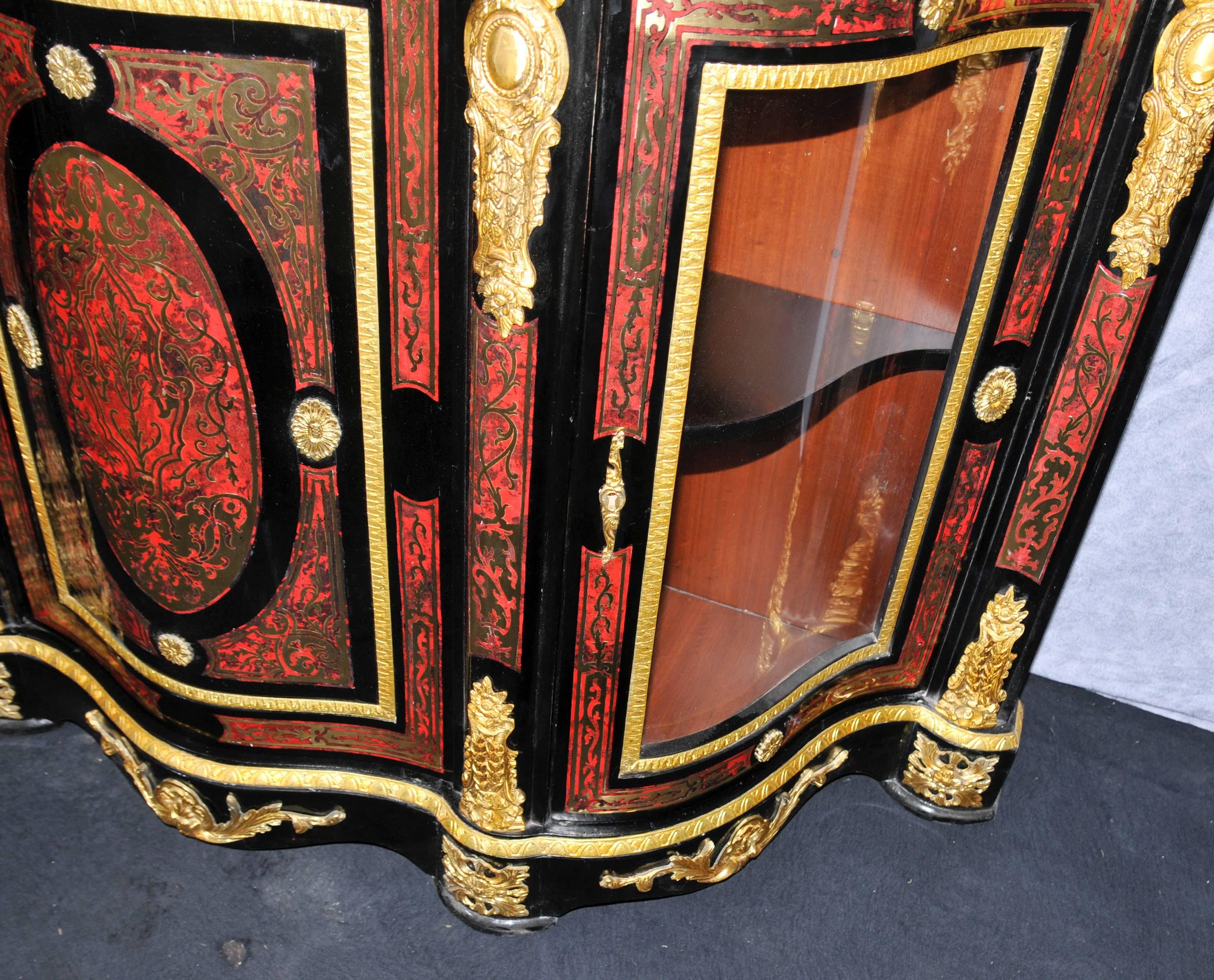 Pair of Boulle Inlay Cabinets Sideboards French Louis XVI Credenza For Sale 5