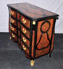 Pair of French Boulle Style Inlay Bombe Commodes Chests Drawers