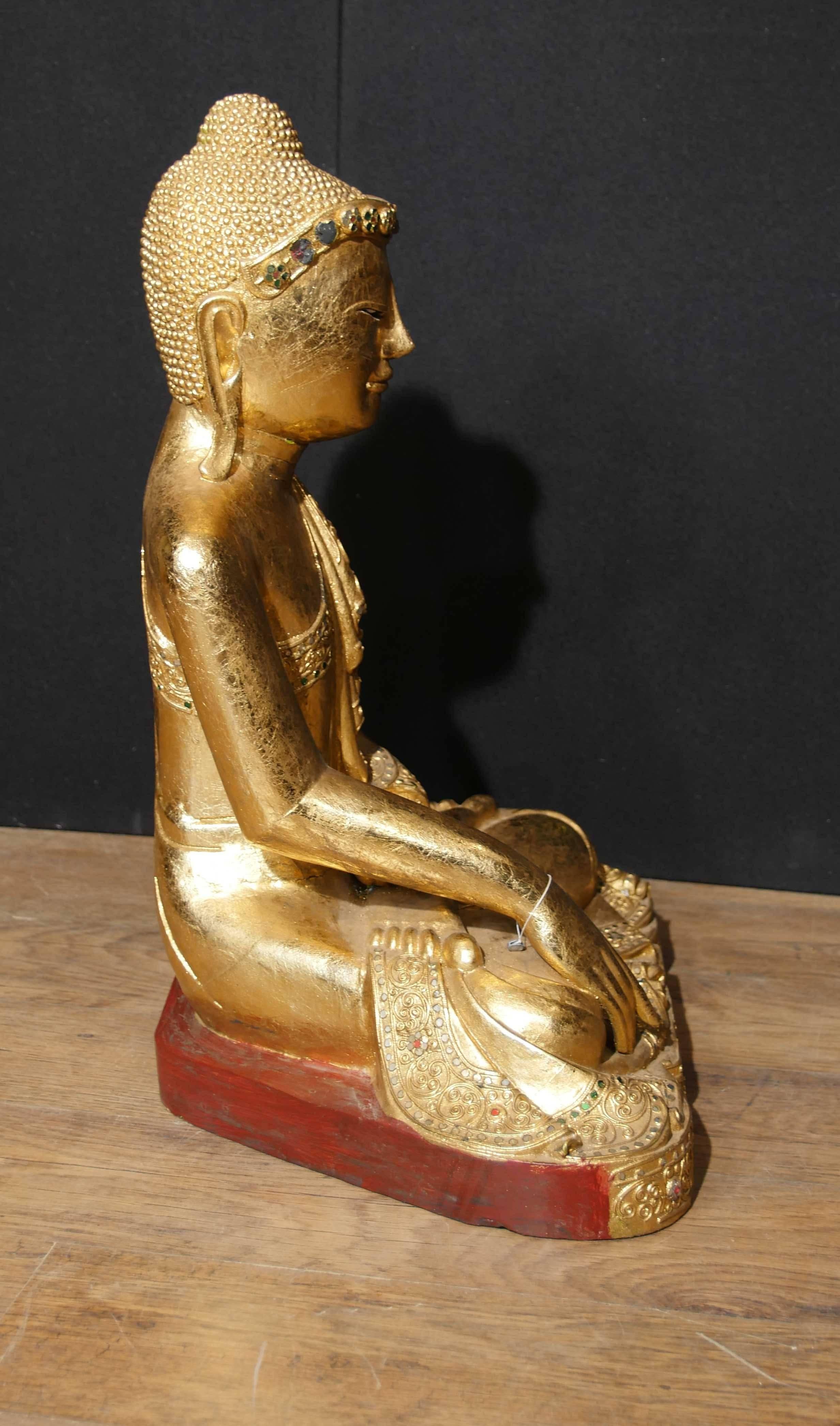 20th Century Antique Burmese Buddha Statue Buddhism Meditation Pose Dhyanasana  For Sale